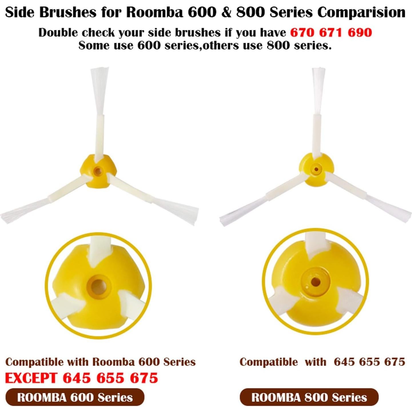 Kit de Reemplazo Amyehouse para iRobot Roomba Serie 600 - 3 Cepillos de Cerdas, 3 Flexibles, 4 Laterales, 3 Filtros