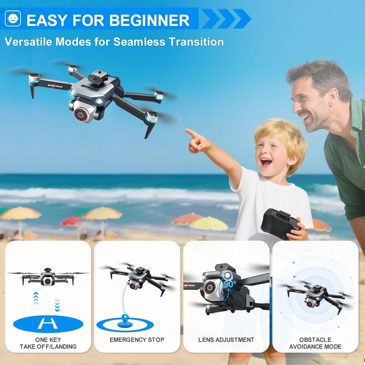 Drone Plegable ALLBIRD FU-K6-MAX HD 1080P con WiFi y Luces