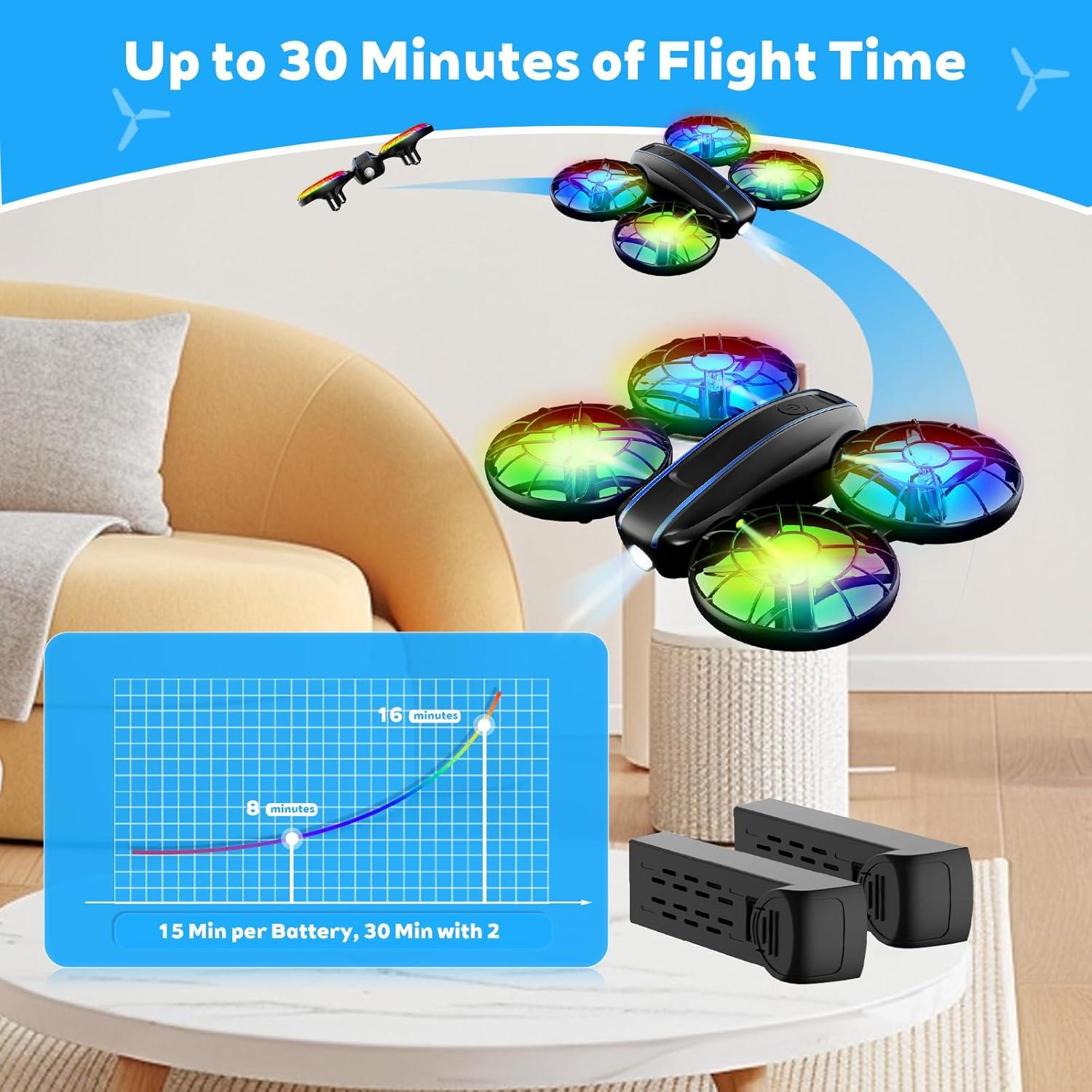 Dron RC S25 SUMEAUT para Niños con Luces LED y 2 Baterías