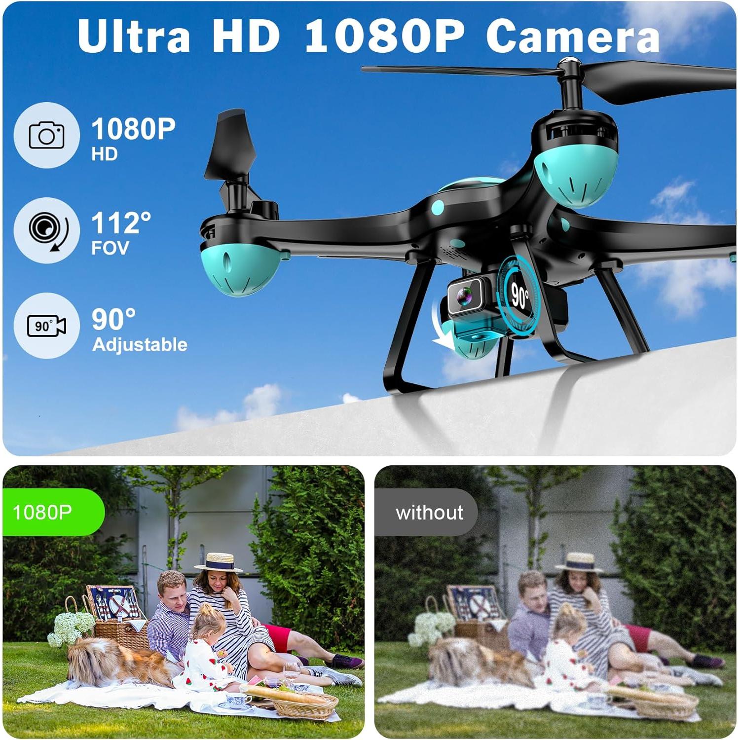 Drone Hiturbo JY013 con cámara 1080P, 2 baterías, negro