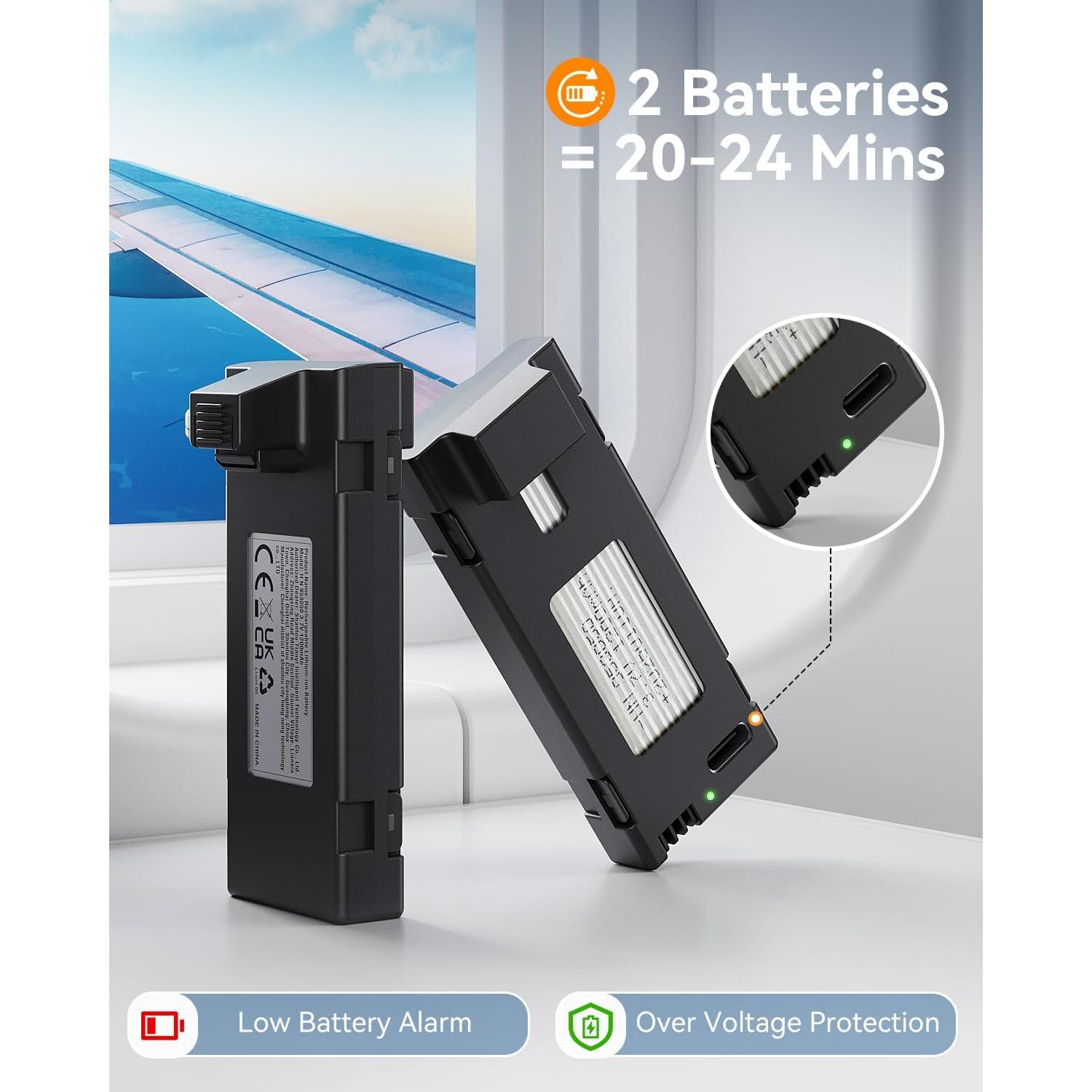 Dron plegable FERIETELF T29 con cámara 1080P y 2 baterías