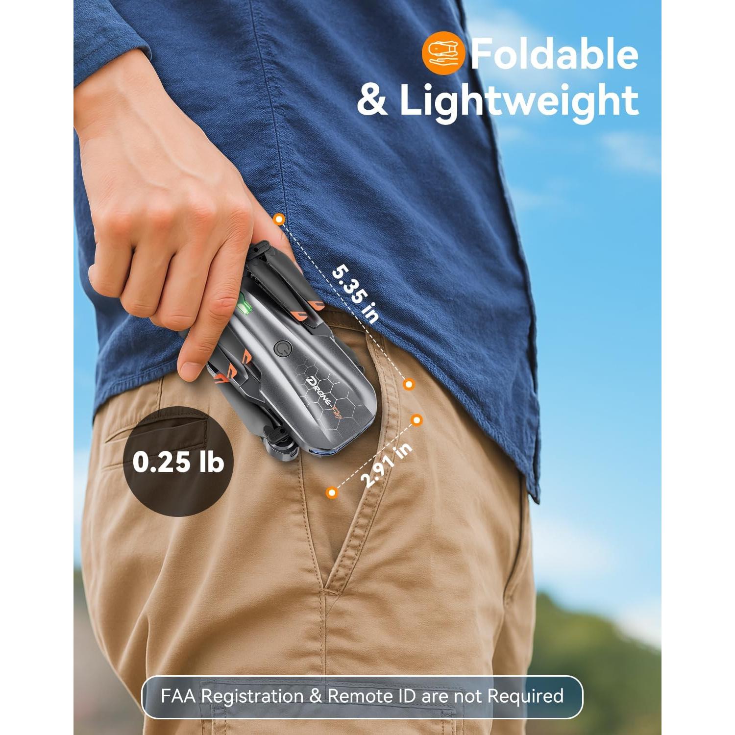 Dron plegable FERIETELF T29 con cámara 1080P y 2 baterías