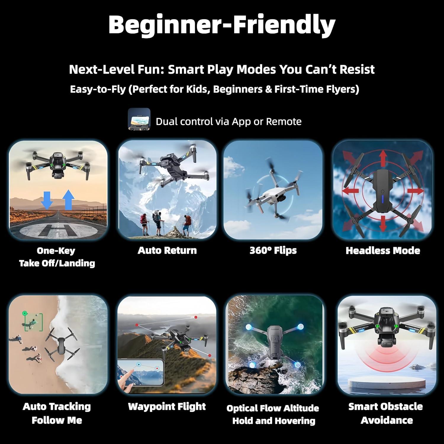 Dron Plegable LUEXEEA 1080P FPV para Niños y Principiantes