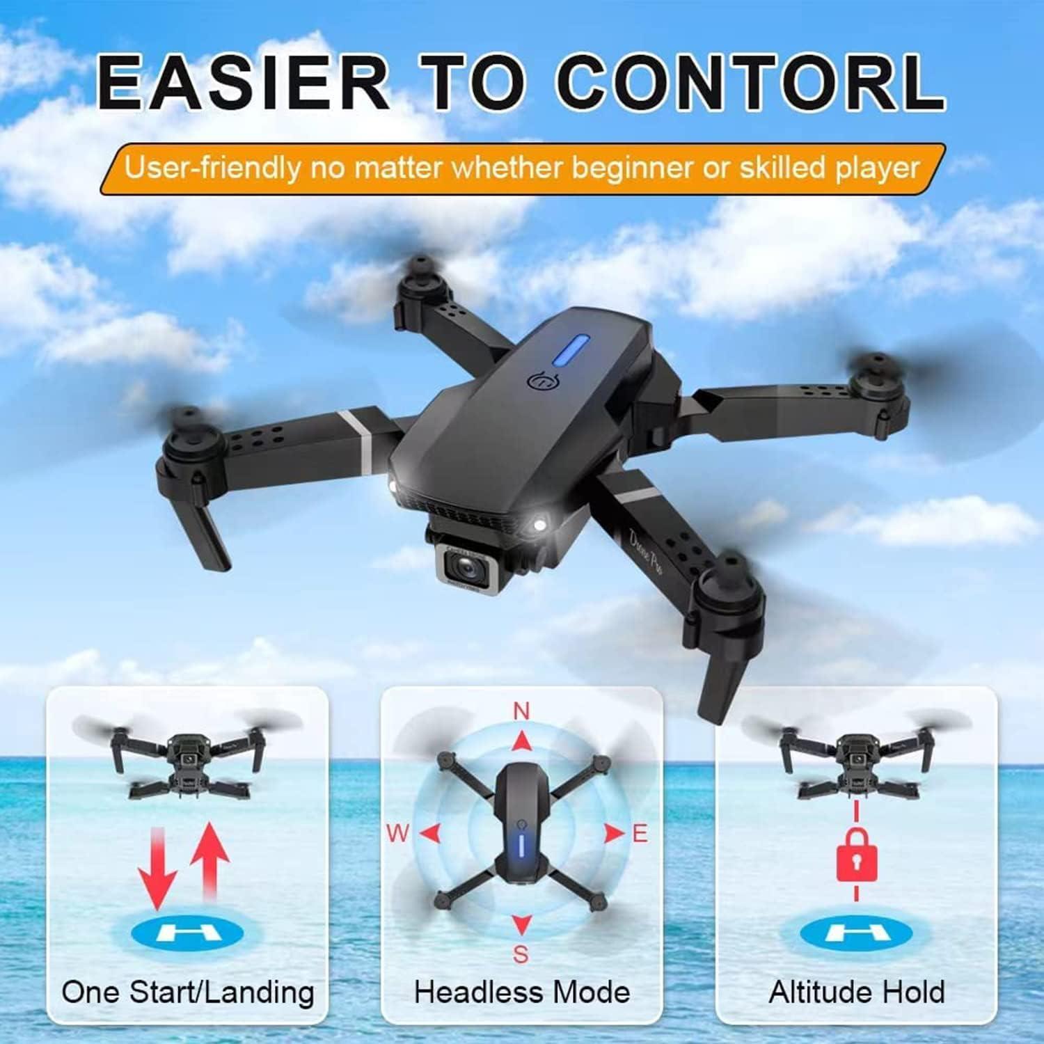 Mini Drone INSFEEL E88 con Cámara HD 720p y FPV - Plegable