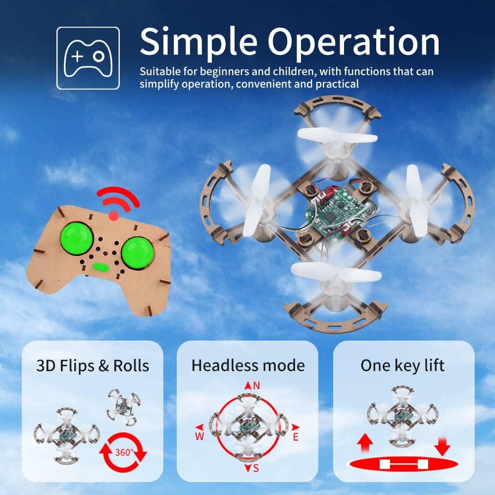 Mini Drone de Madera DIY GKfescc XYQ-1 para Niños 5-12 Años