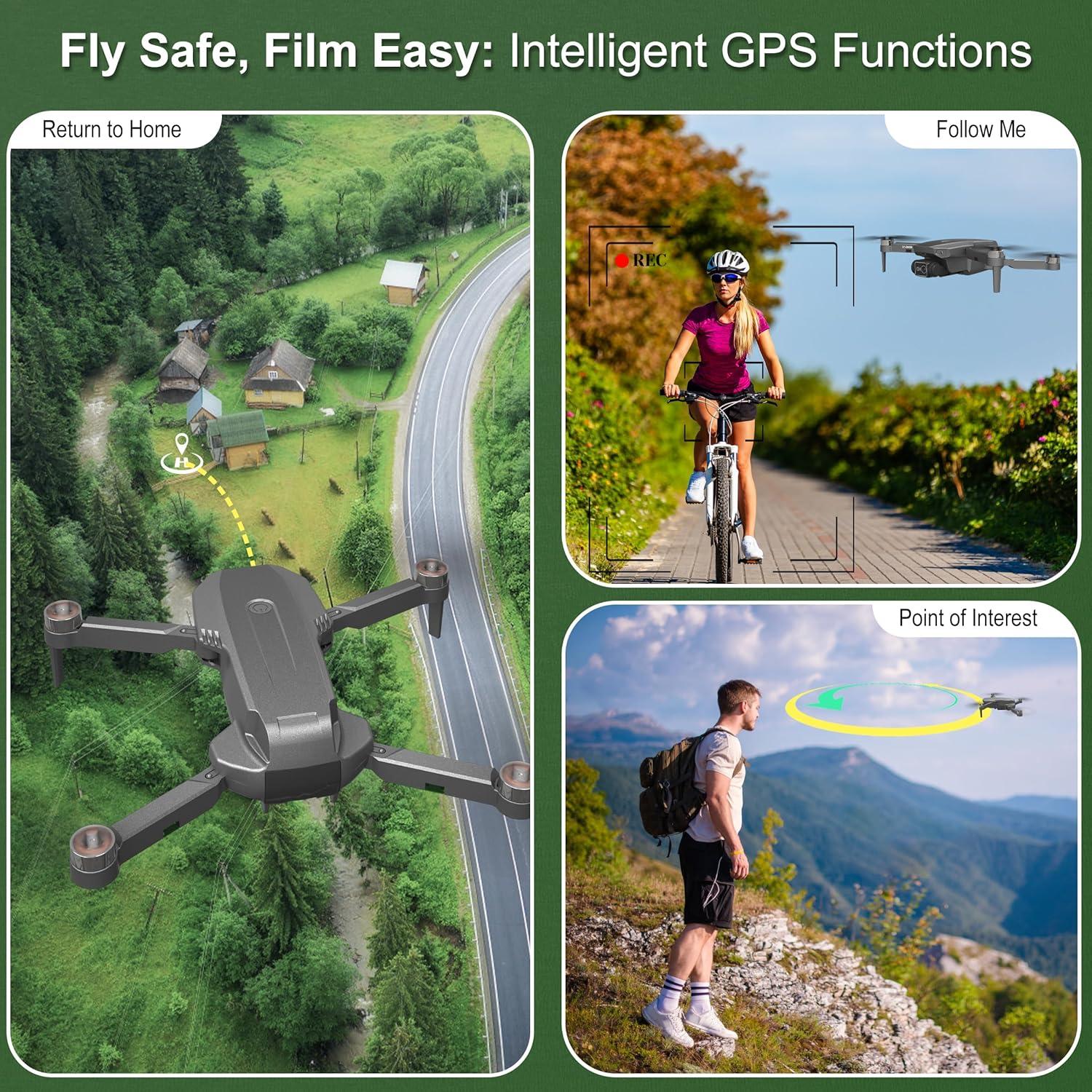 Dron B12 FERIETELF con cámara 4K, GPS, plegable, 184g