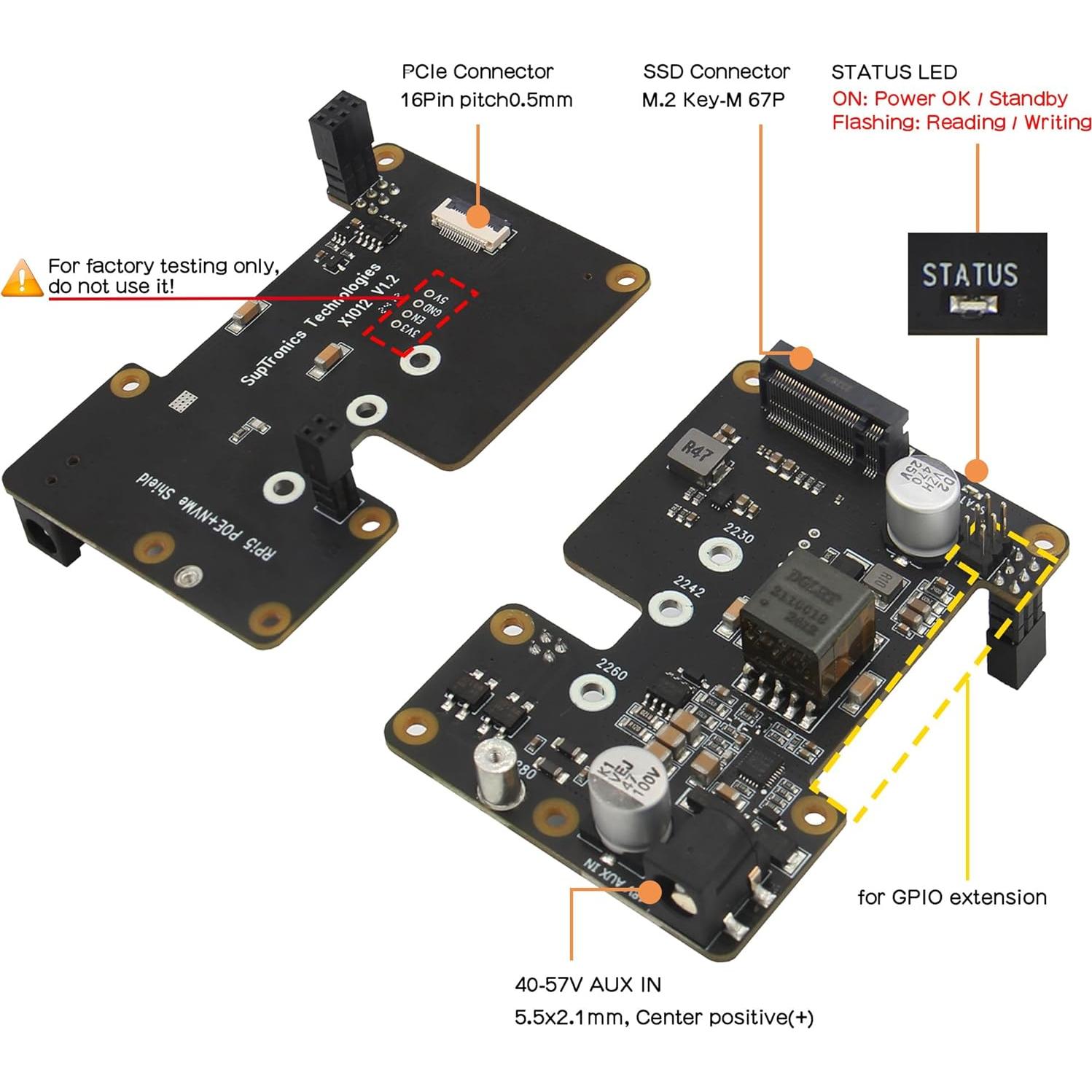 Geekworm X1012 PCIe a M.2 HAT NVMe SSD para Raspberry Pi 5
