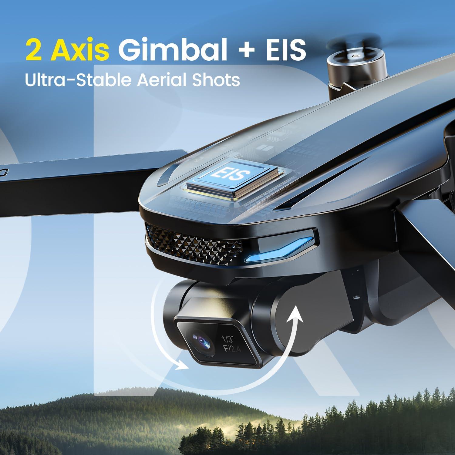Dron DEERC 4K EIS con Gimbal de 2 Ejes y GPS - 243g