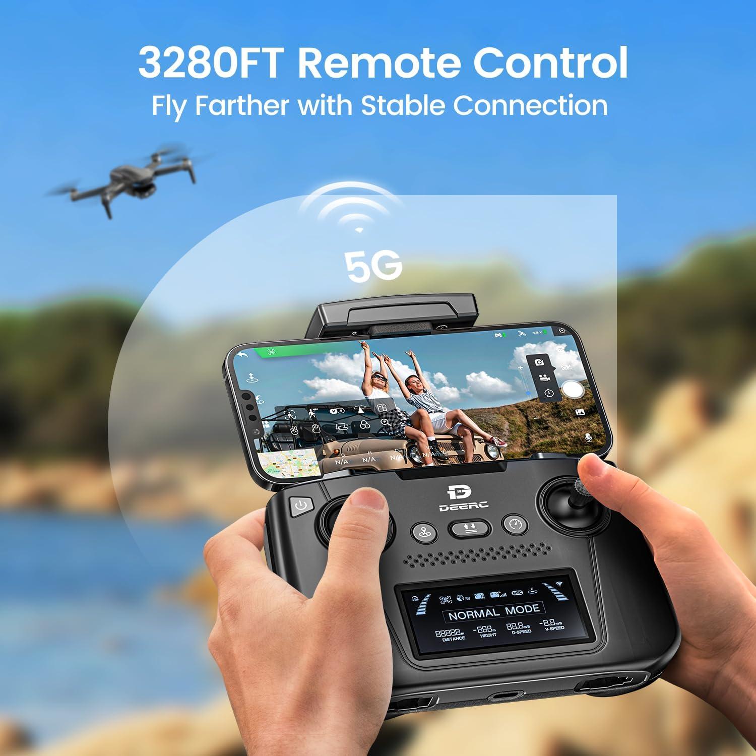 Dron DEERC 4K EIS con Gimbal de 2 Ejes y GPS - 243g