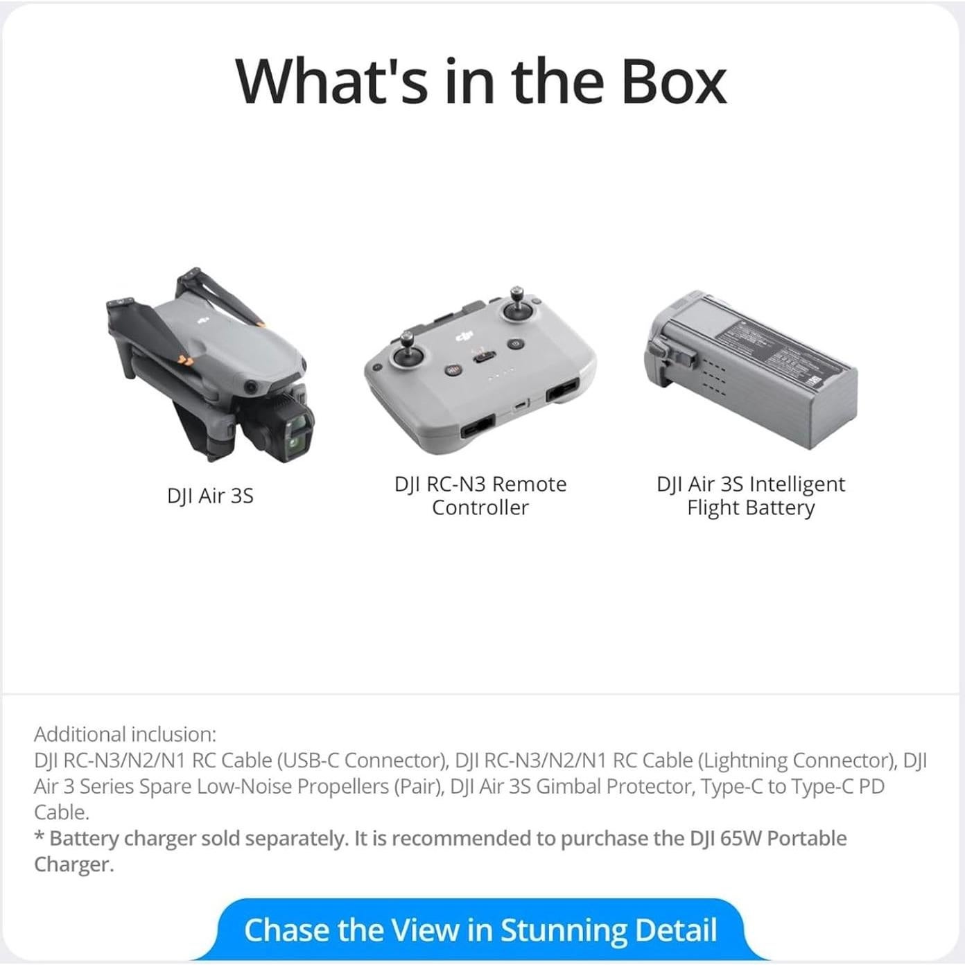 Drone DJI Air 3S con Cámara 4K y Control Remoto RC-N3