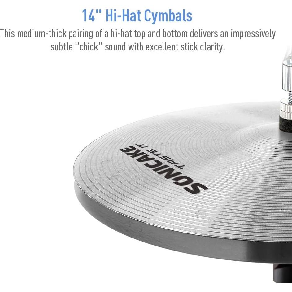 SONICAKE Set de Platillos de Batería 5 Piezas Aleación Plata