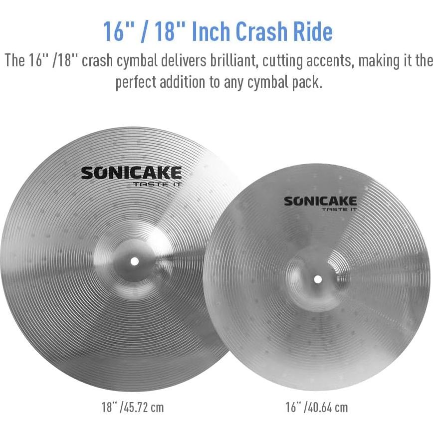 SONICAKE Set de Platillos de Batería 5 Piezas Aleación Plata