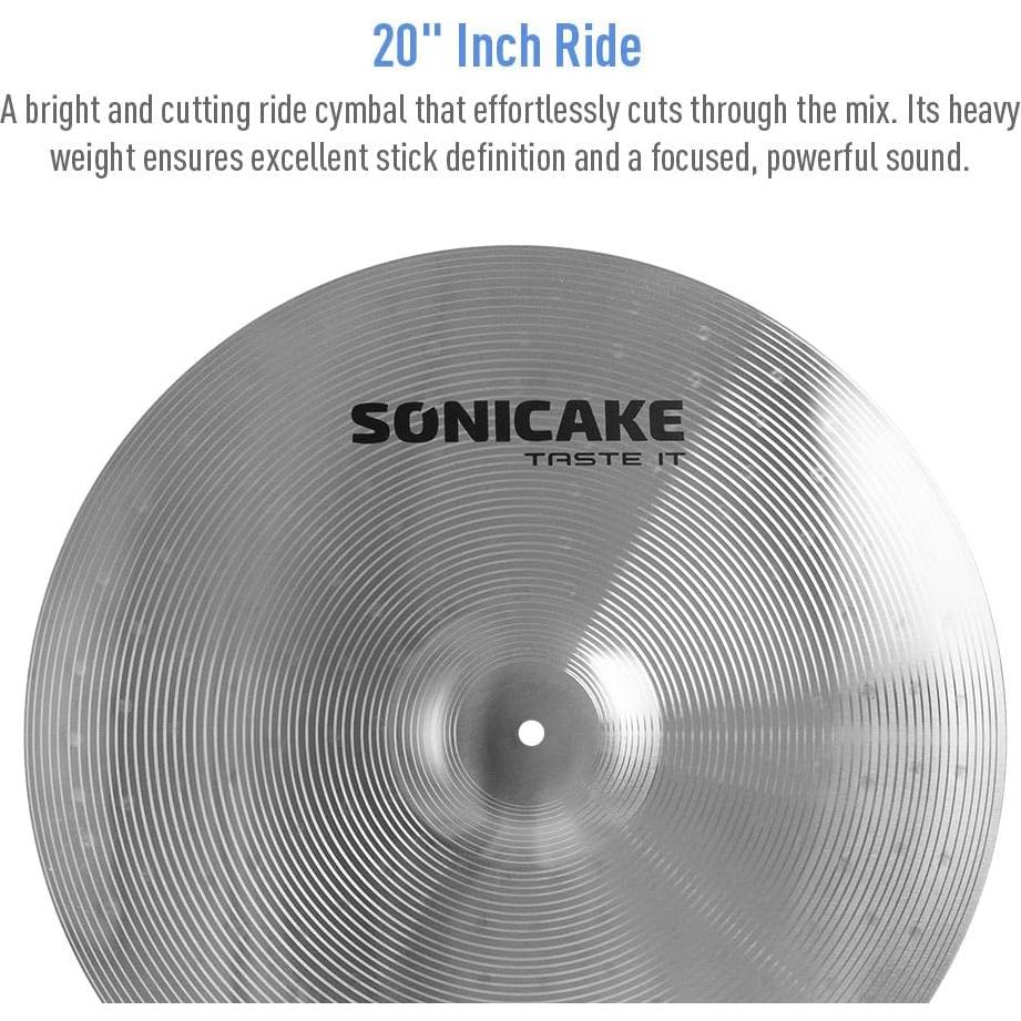 SONICAKE Set de Platillos de Batería 5 Piezas Aleación Plata