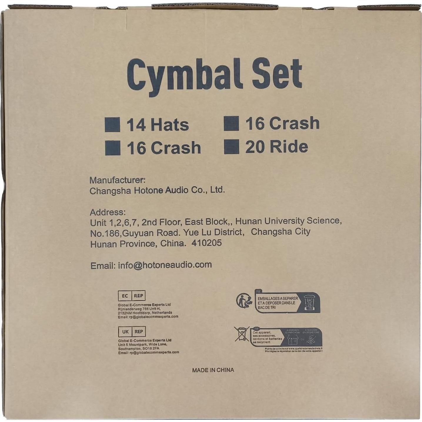 SONICAKE Set de Platillos de Batería 5 Piezas Aleación Plata