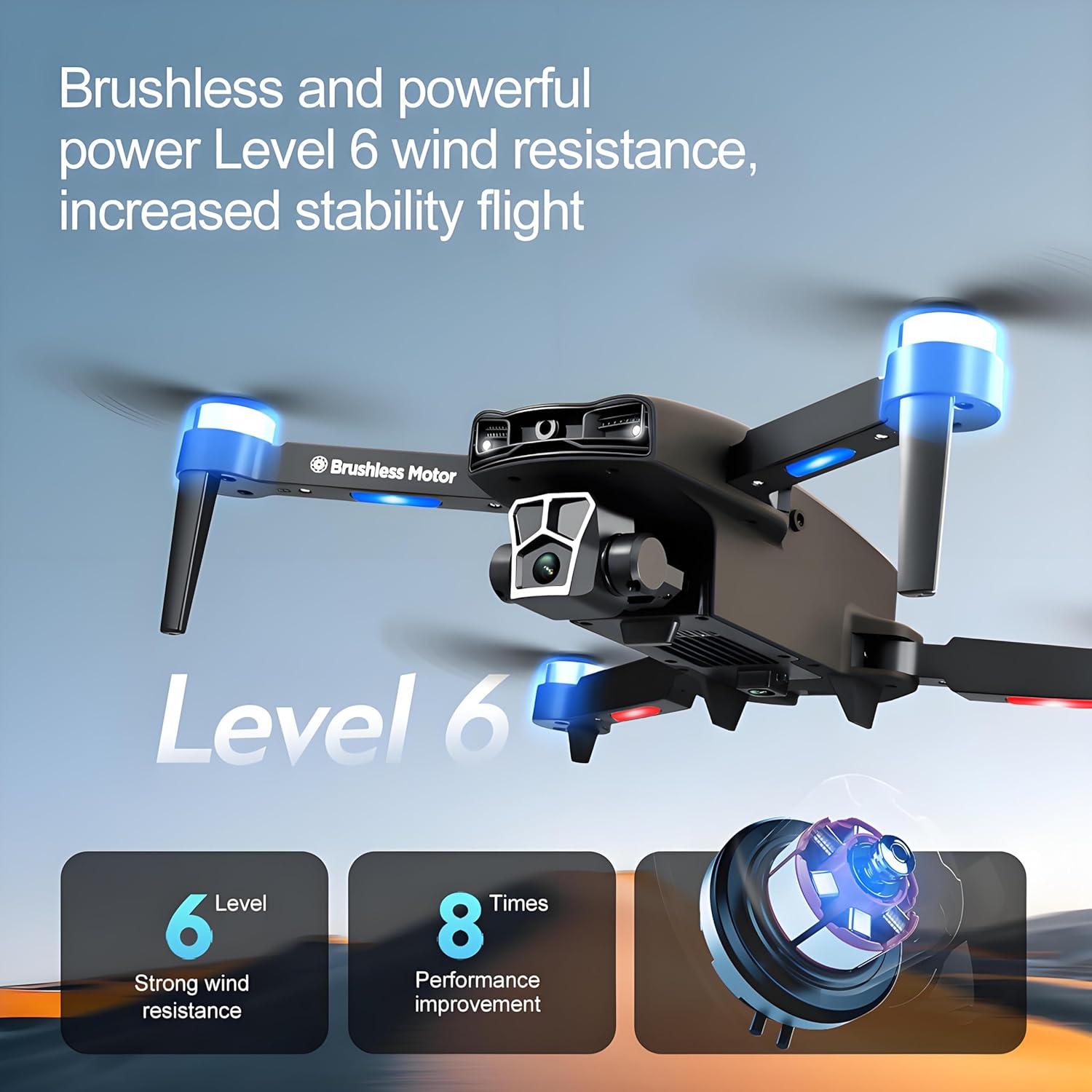 Drone with Camera - Foldable Drone for Kids Adults with 1080P FPV Camera, Upgrade Altitude Hold, Gestures Selfie, Waypoint Fly, Headless Mode, Speed Adjustment，3D Flip, One Key Start, 360° Obstacle Avoidance, Circle Fly, 2 Batteries