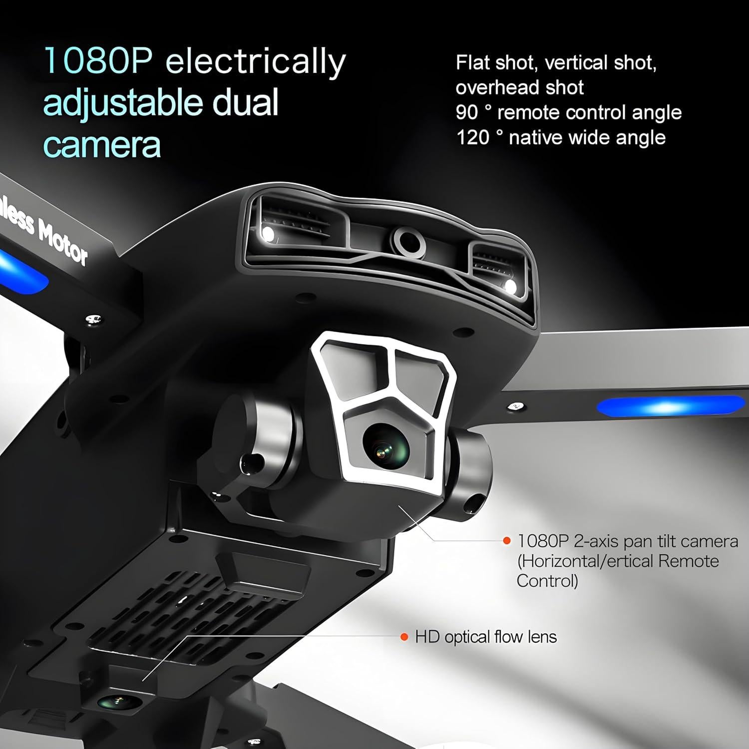 Drone with Camera - Foldable Drone for Kids Adults with 1080P FPV Camera, Upgrade Altitude Hold, Gestures Selfie, Waypoint Fly, Headless Mode, Speed Adjustment，3D Flip, One Key Start, 360° Obstacle Avoidance, Circle Fly, 2 Batteries