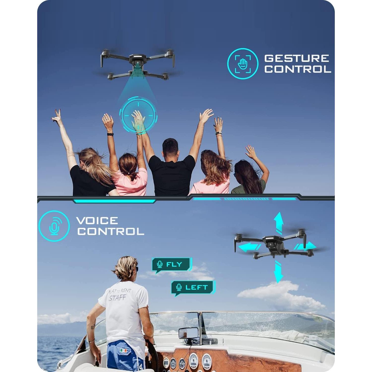 Dron DEERC D60 con Cámara 1080P HD, Plegable, Negro