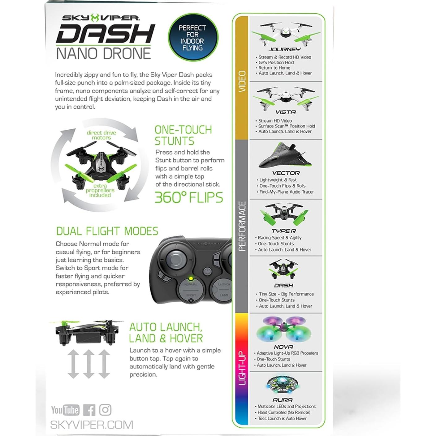 Dron Nano Sky Viper Dash 18774 - Vuelo Rápido 40 km/h