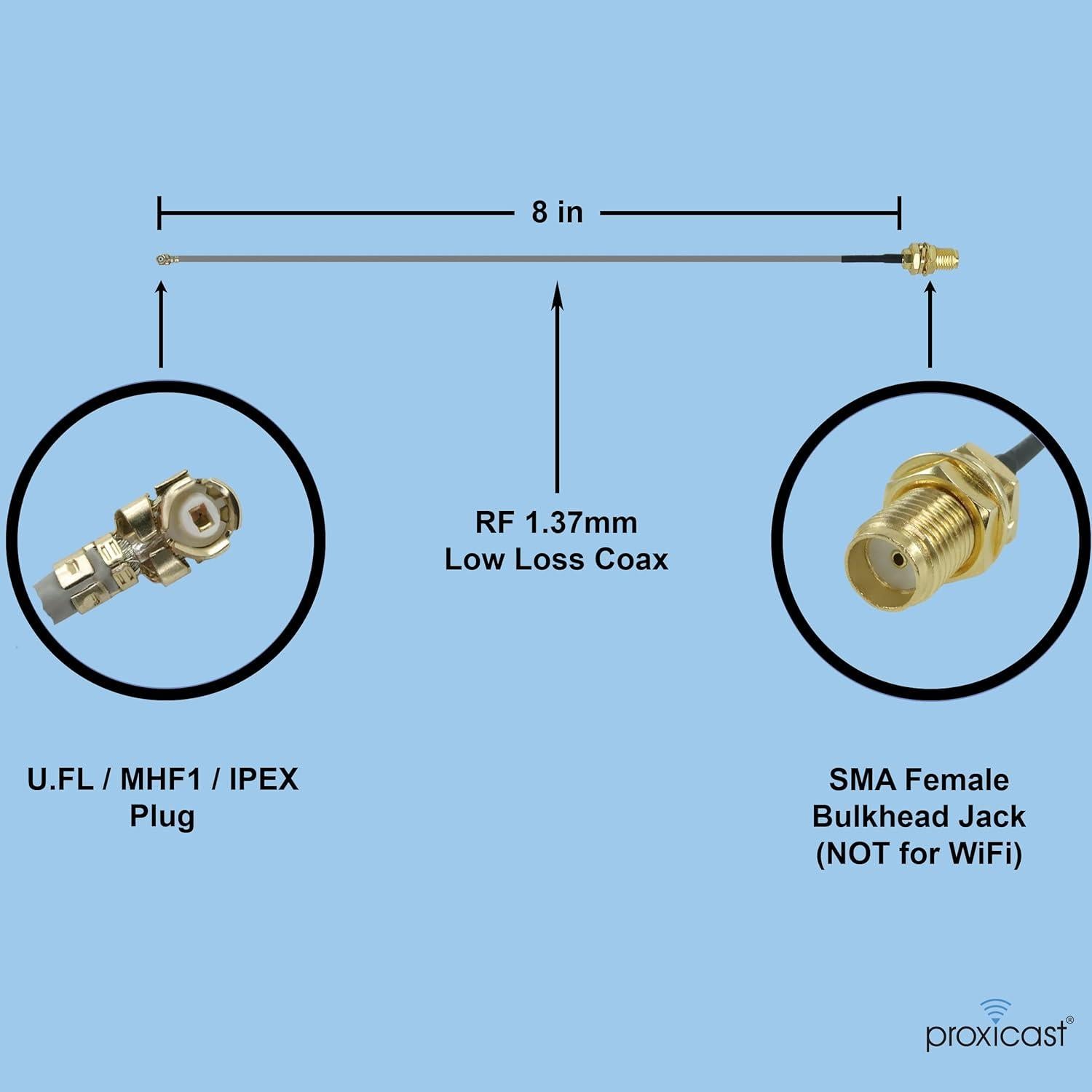 Cable Coaxial Proxicast U.FL a SMA hembra 200mm 50 Ohm