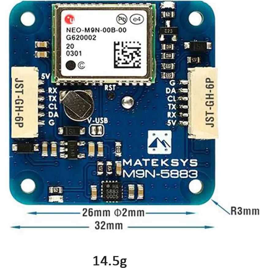 Matek GNSS NEO-M9N y Brújula QMC5883L para Drone RC