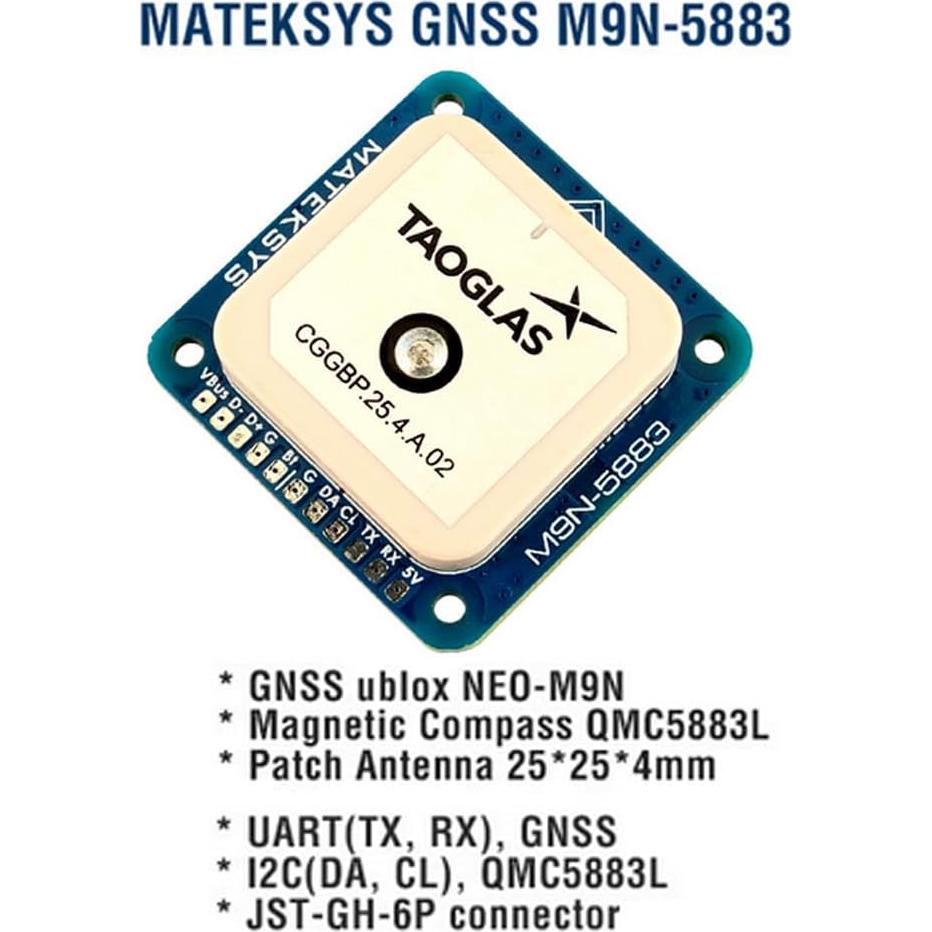 Matek GNSS NEO-M9N y Brújula QMC5883L para Drone RC