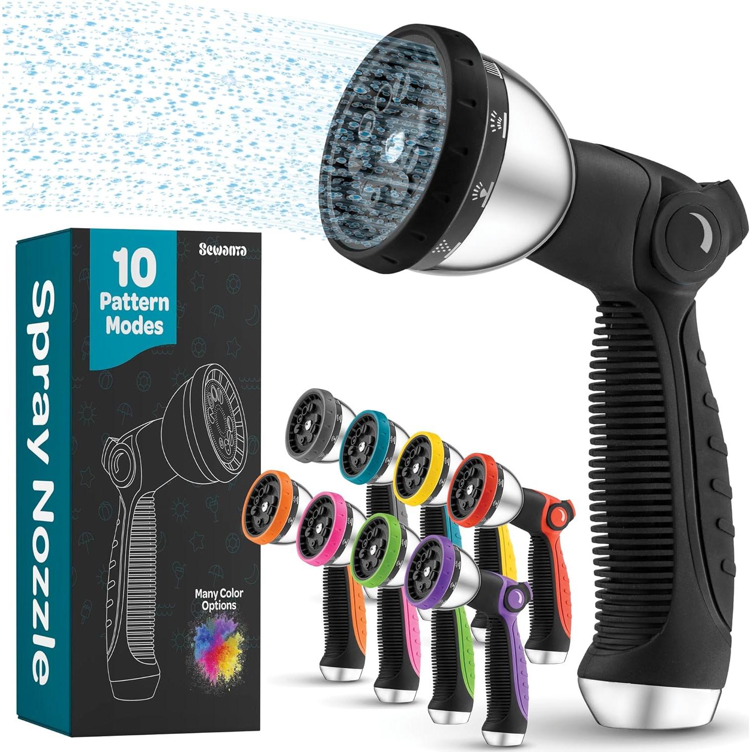 Boquilla de Manguera Sewanta Negra con 10 Patrones de Riego