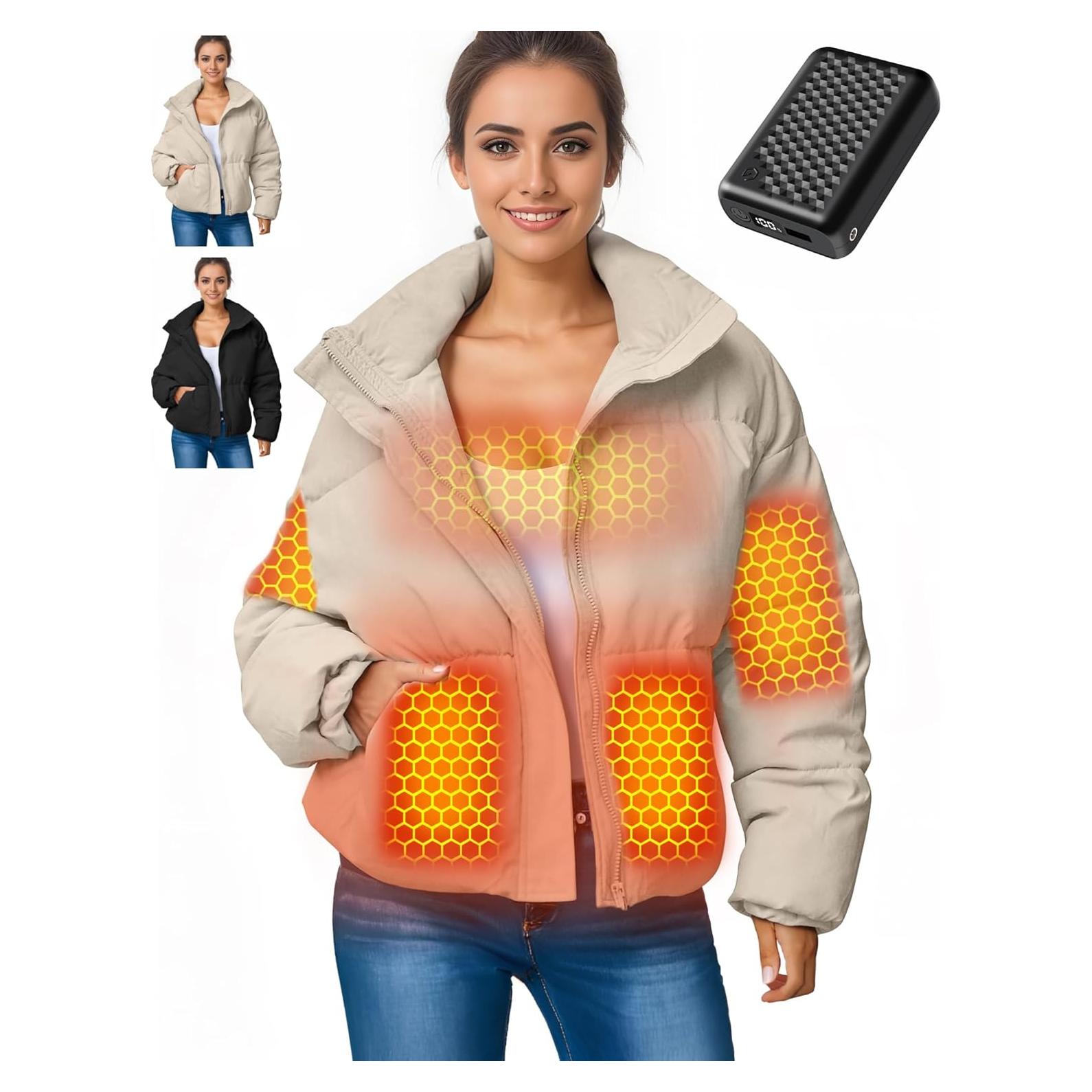 Chaqueta Térmica de Grafeno para Mujeres 12V 18400mAh Caqui