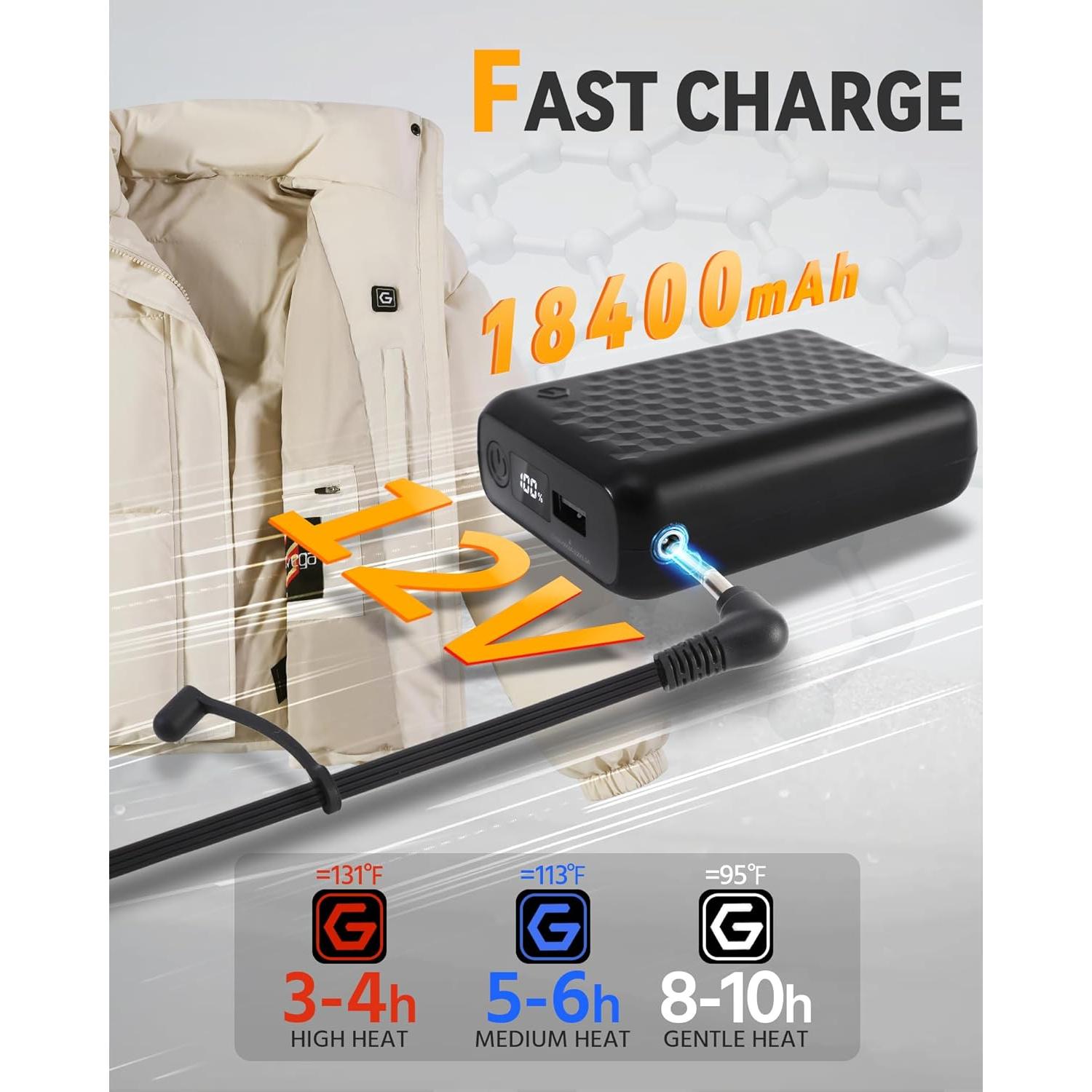 Chaqueta Térmica de Grafeno para Mujeres 12V 18400mAh Caqui