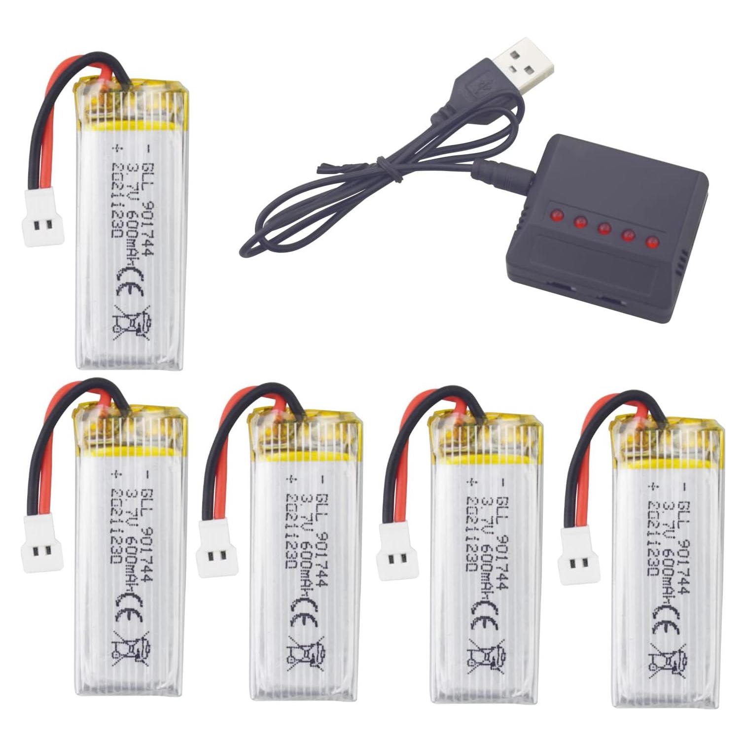 Baterías de Litio 5PCS 3.7V 600mAh Sea Jump para Drones SYMA