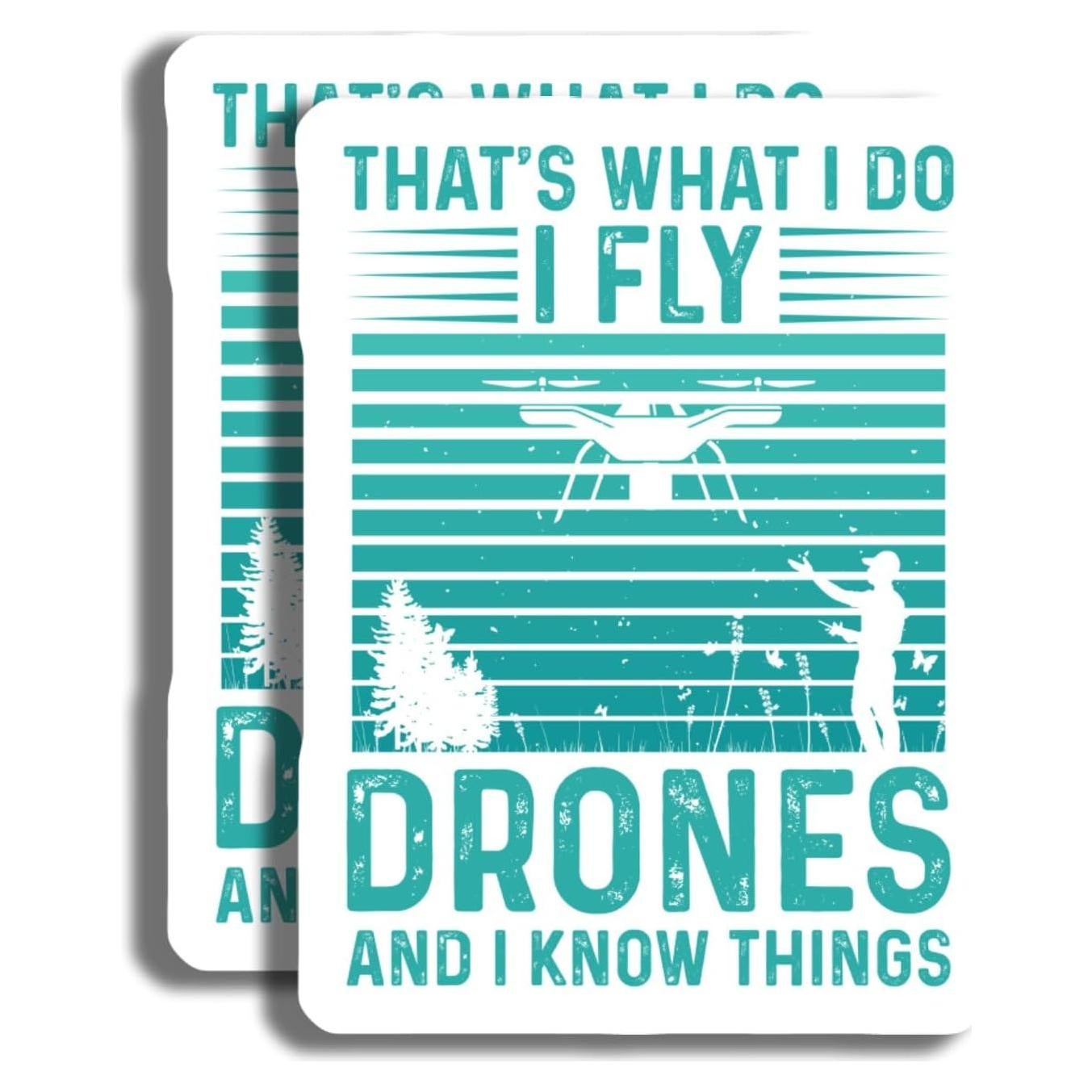 2-Pack Drone Enthusiast Stickers - Fly Drones - Aerial Photography Decal for Tech Lovers - 5-Inch - PLDFS08389
