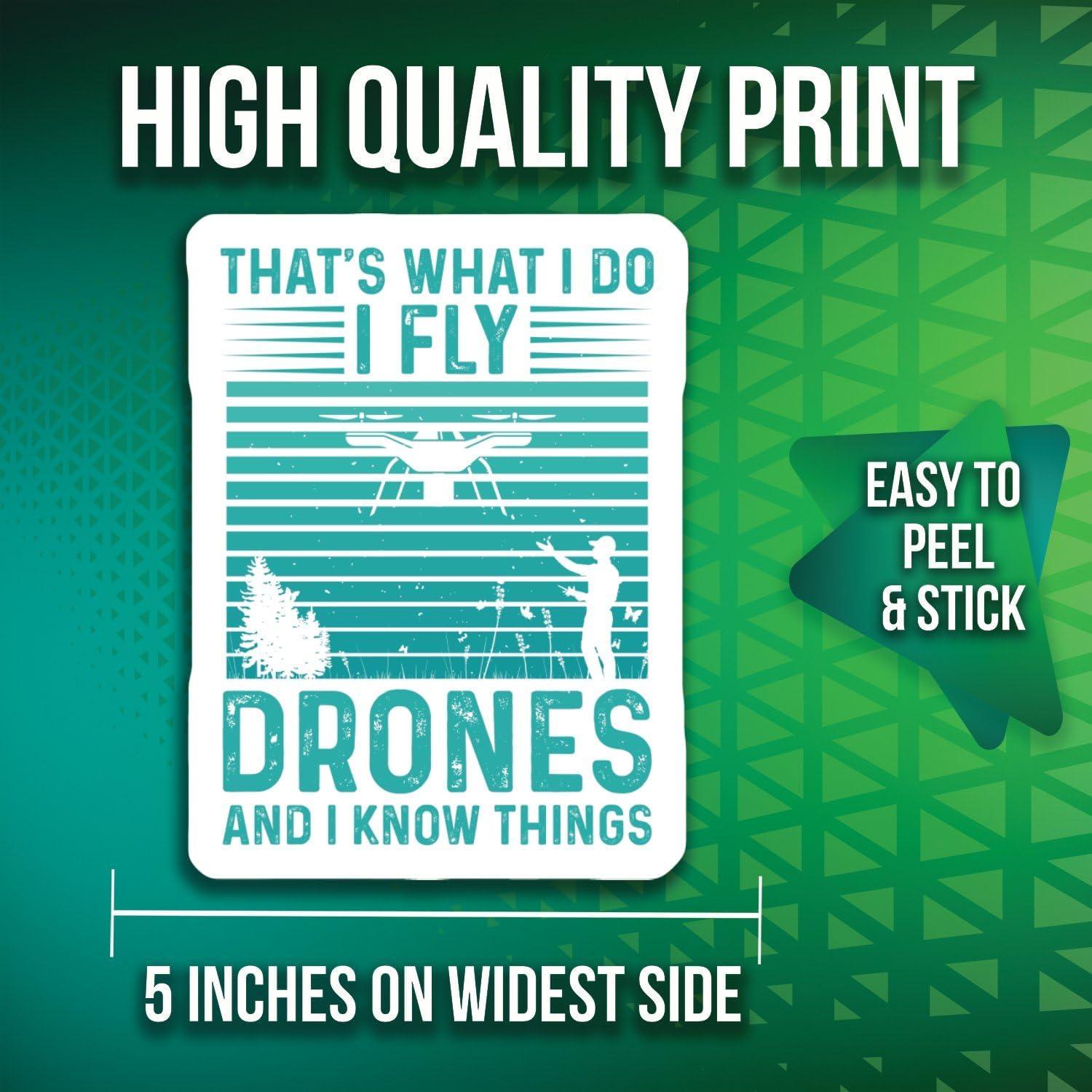 2-Pack Drone Enthusiast Stickers - Fly Drones - Aerial Photography Decal for Tech Lovers - 5-Inch - PLDFS08389