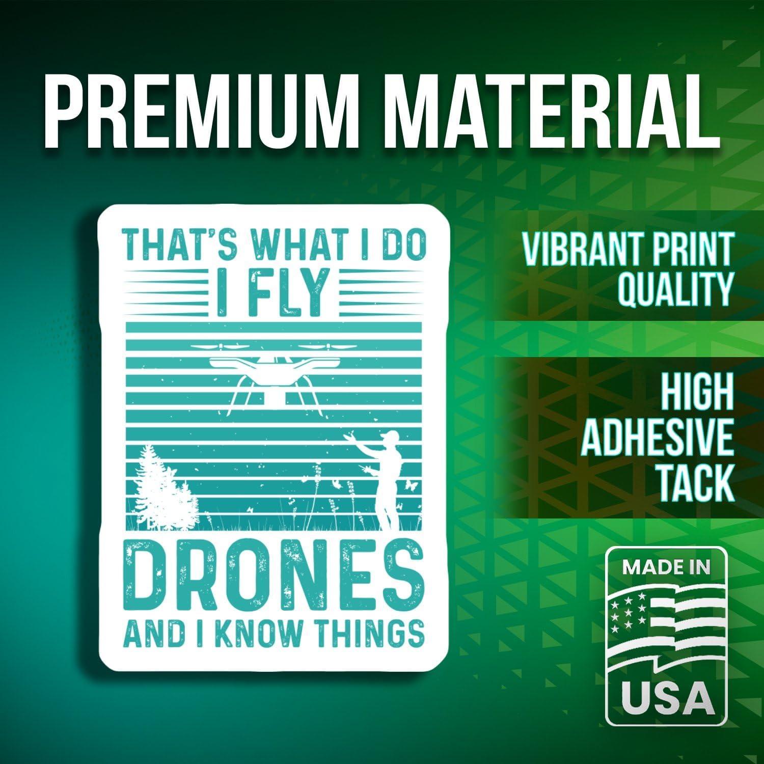 2-Pack Drone Enthusiast Stickers - Fly Drones - Aerial Photography Decal for Tech Lovers - 5-Inch - PLDFS08389