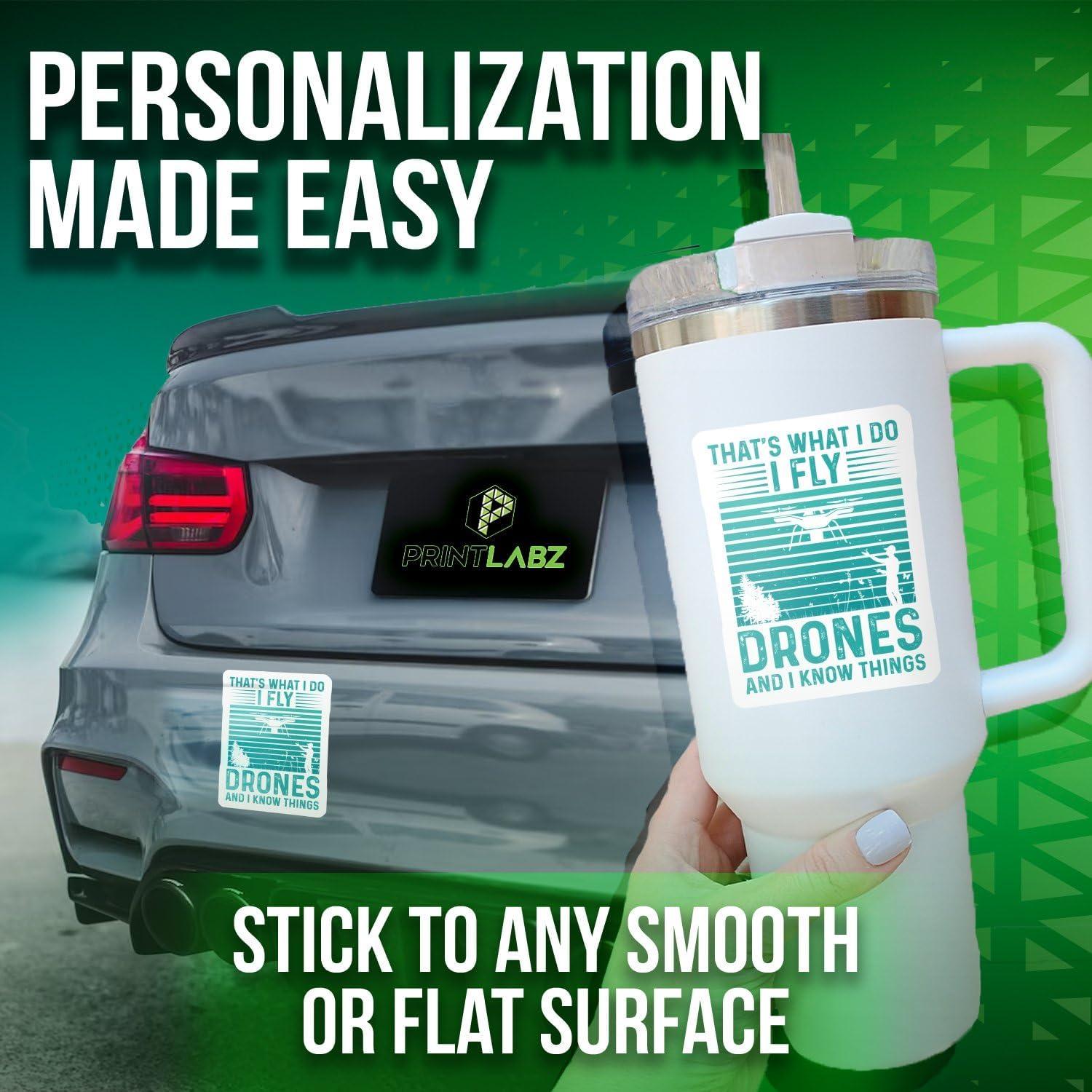 2-Pack Drone Enthusiast Stickers - Fly Drones - Aerial Photography Decal for Tech Lovers - 5-Inch - PLDFS08389