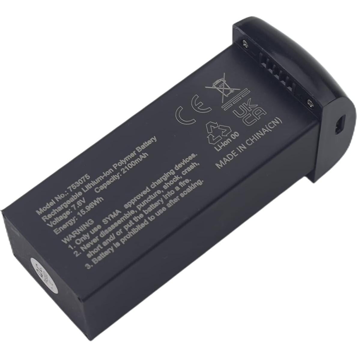 Fytoo Accessories 2PCS 7.6V 2100mAh Li-ion Battery with 2PCS Charging Line for SYMA X650 W3 HT50 V11MINI F7MINI F11MINI F7GIM Pro Quadcopter Spare Li-ion Battery HD Aerial Photography RC Drone