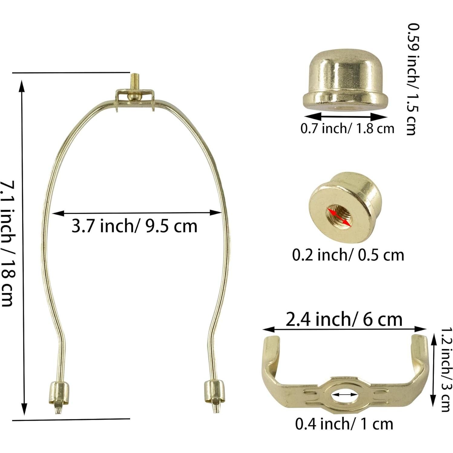 Kit de Arpa de Lámpara PDETVEO 17.78 cm 2 Piezas Latón Pulido
