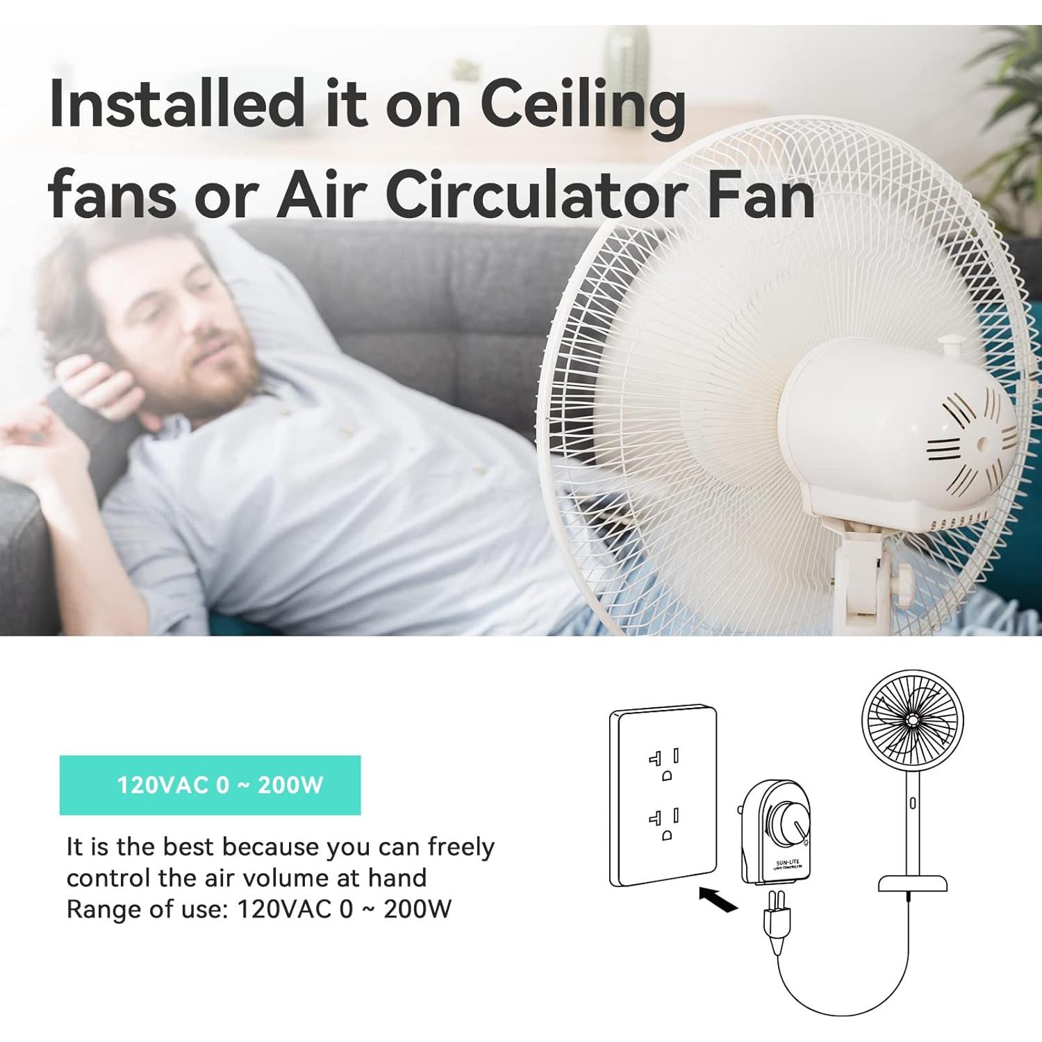 Regulador de Potencia Aiwode 200W para Ventiladores y Lámparas