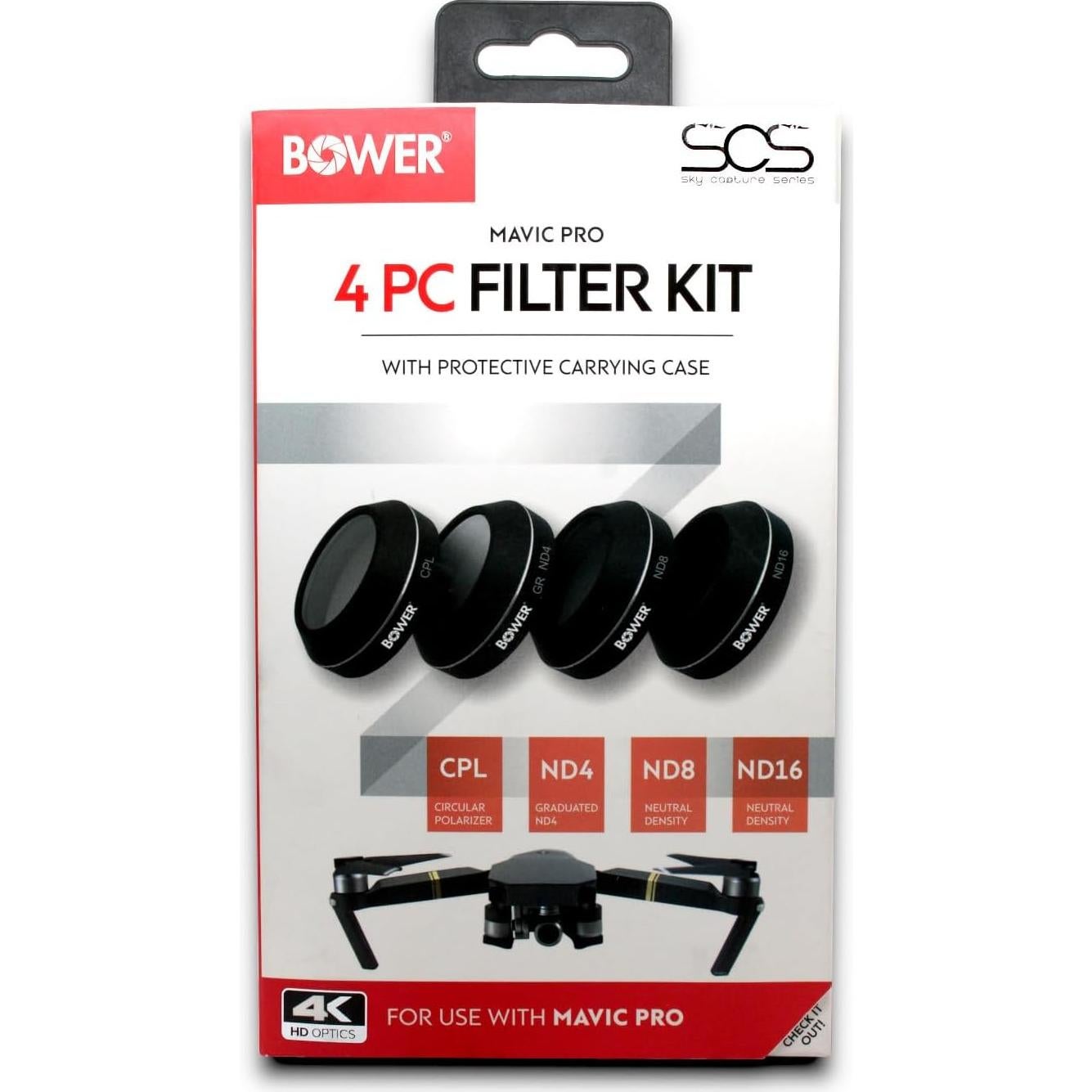 Kit de Filtros Bower Mavic Pro 4 Piezas ND4 ND8 ND16 CPL