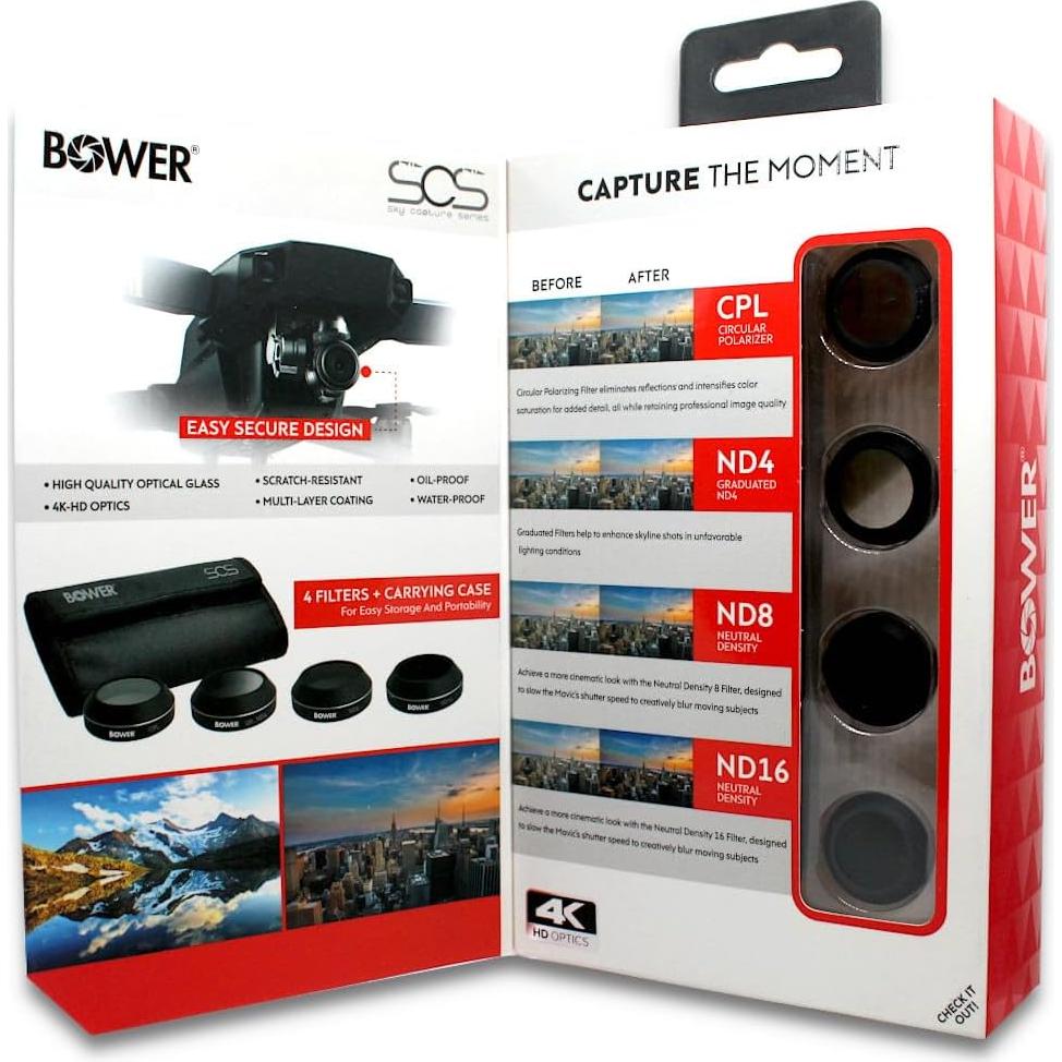 Kit de Filtros Bower Mavic Pro 4 Piezas ND4 ND8 ND16 CPL