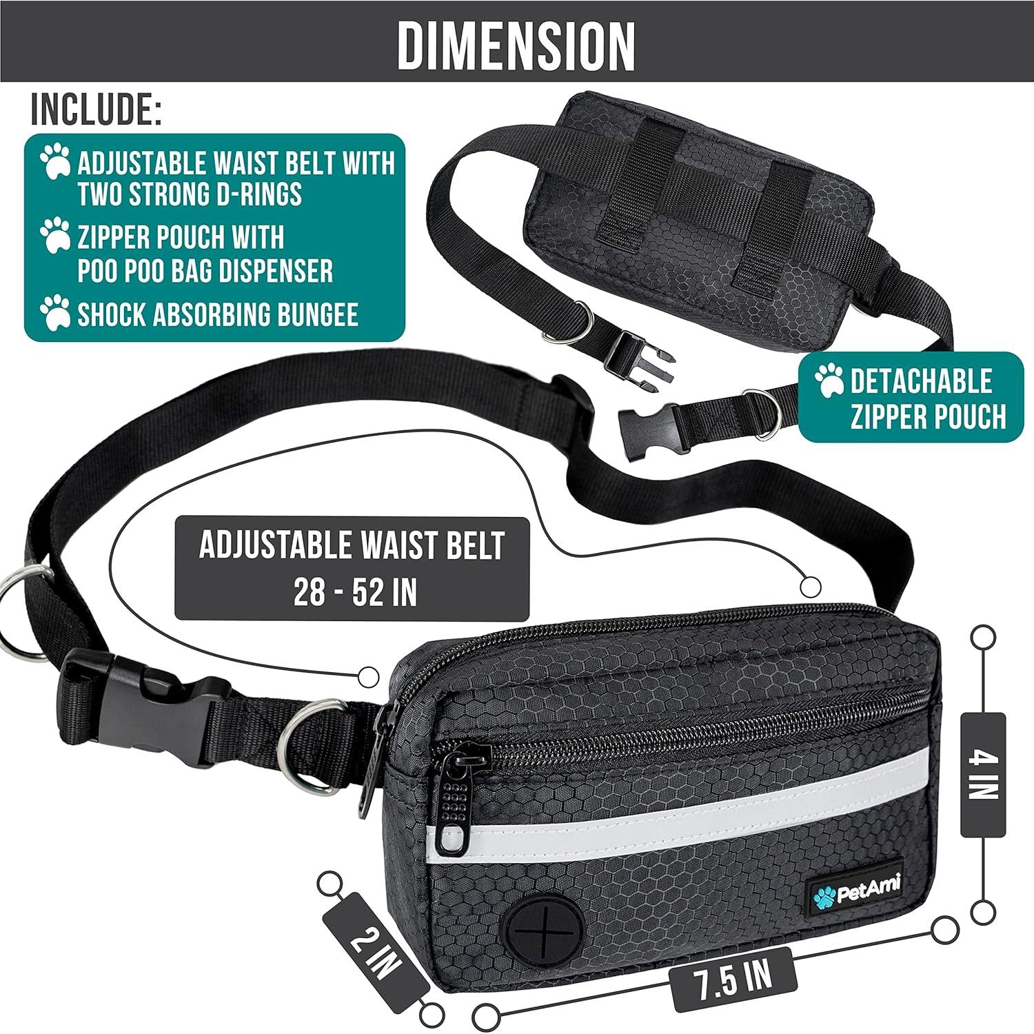 Correa Manos Libres para Perros PetAmi, Bungee Ajustable 185 cm