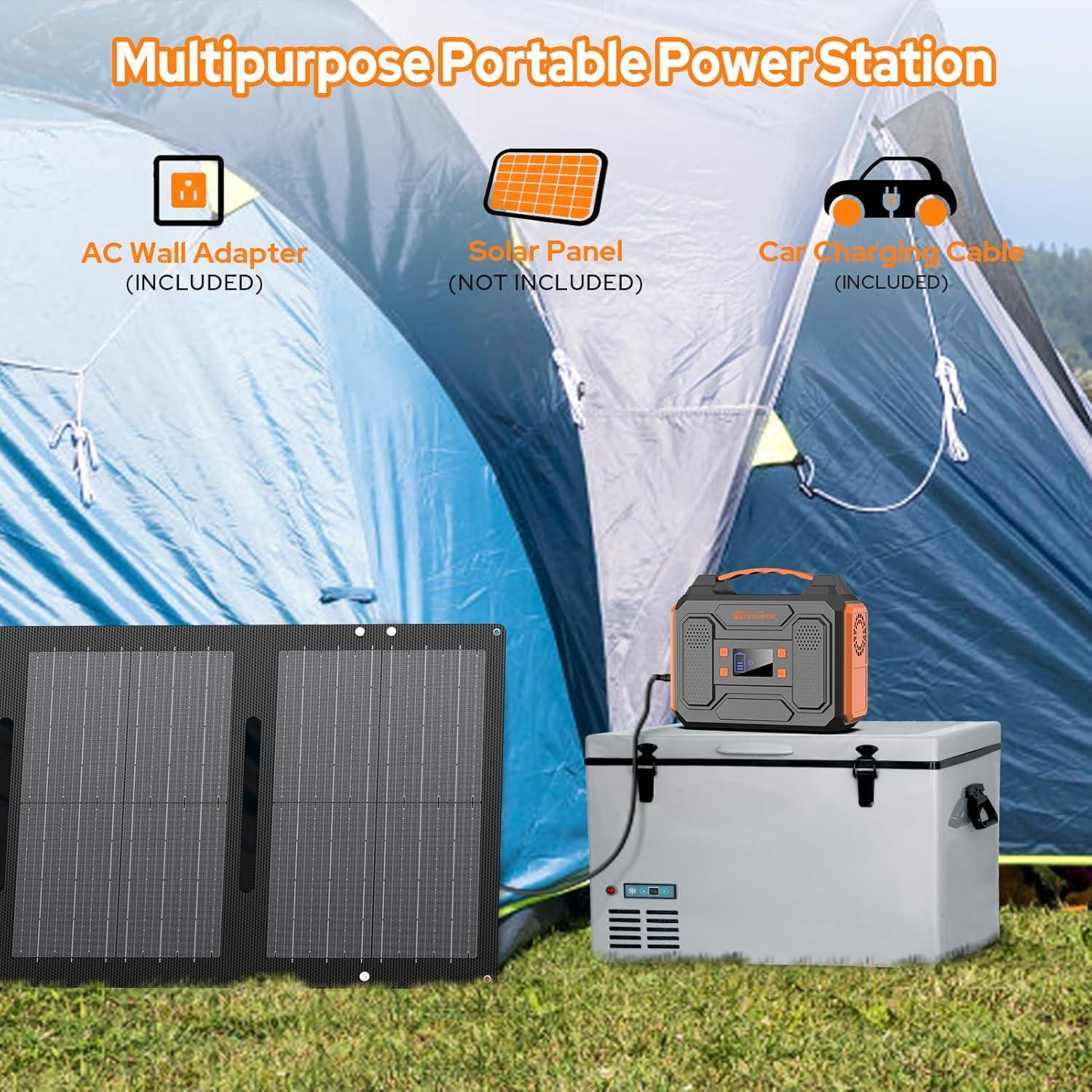 Generador Solar Portátil ZeroKor 300W 280Wh para Camping