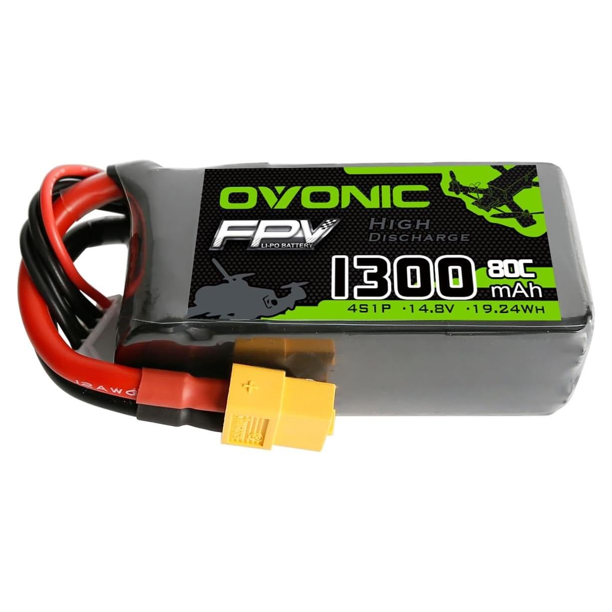Batería Lipo Ovonic 4S 80C 1300mAh 14.8V XT60 para Dron RC