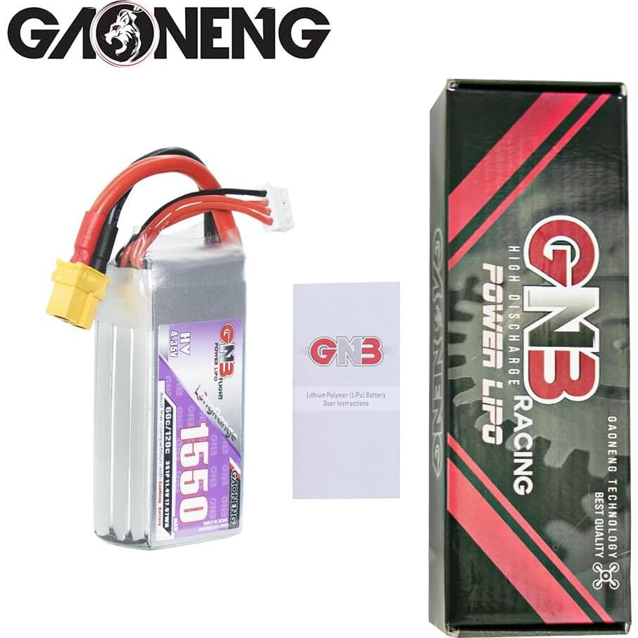 GAONENG GNB LiPo Battery 3S 1550mAh 11.4V HV 60C Long Range Drone FPV XT60 Connector