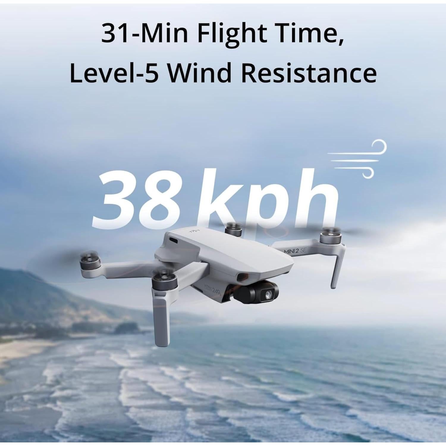 DJI Mini 2 SE, Lightweight Mini Drone with QHD Video, 10km Max Video Transmission, 31-Min Flight Time, Under 249 g, Auto Return to Home, 3-Axis Gimbal Drone with Camera for Beginners