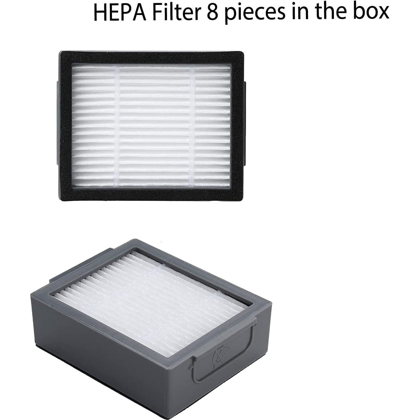 Kit de Repuestos para iRobot Roomba e5 e6 i1 i2 i3 i4 i5 j5 j6 j7 j8 - 2 Cepillos, 8 Filtros HEPA