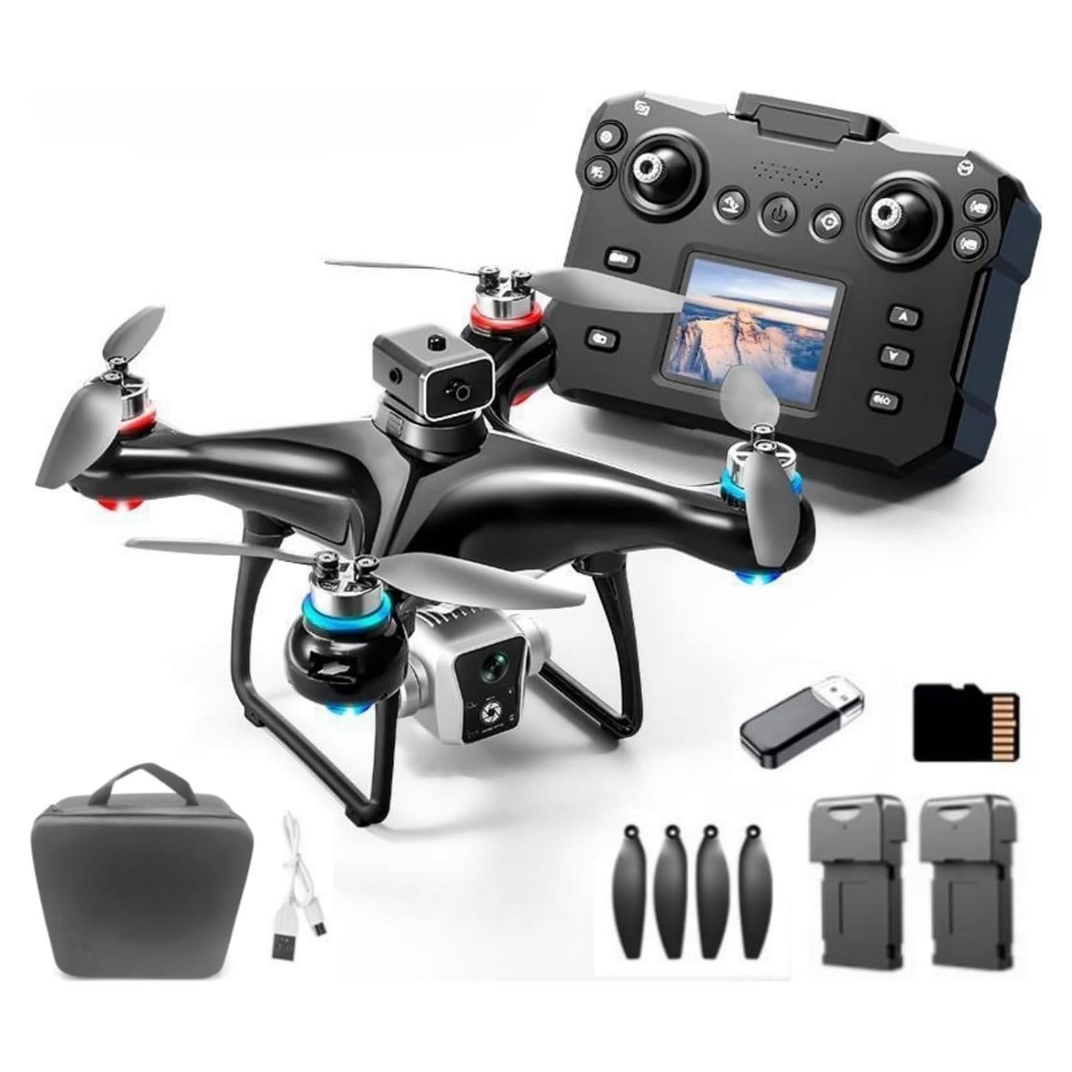 Drone EcuFlyAi KY102 con Pantalla y Doble Cámara para Principiantes