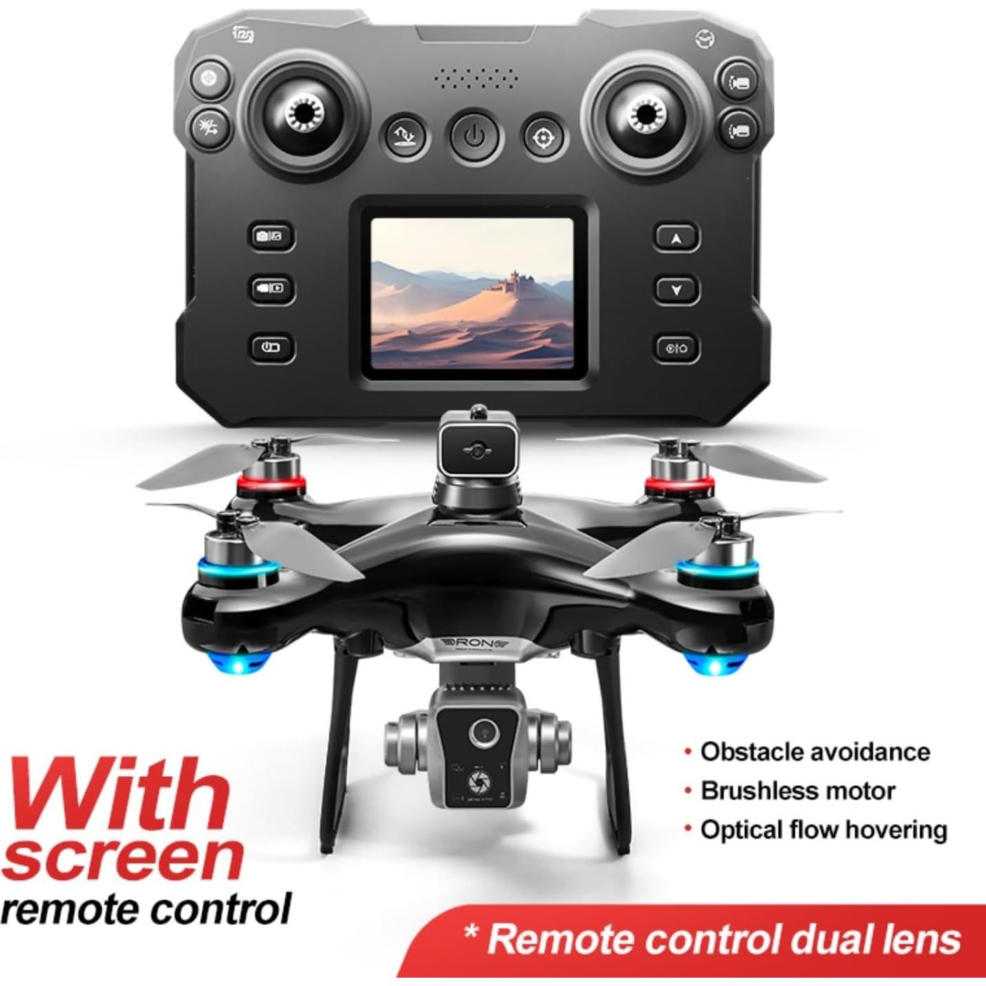 Drone EcuFlyAi KY102 con Pantalla y Doble Cámara para Principiantes