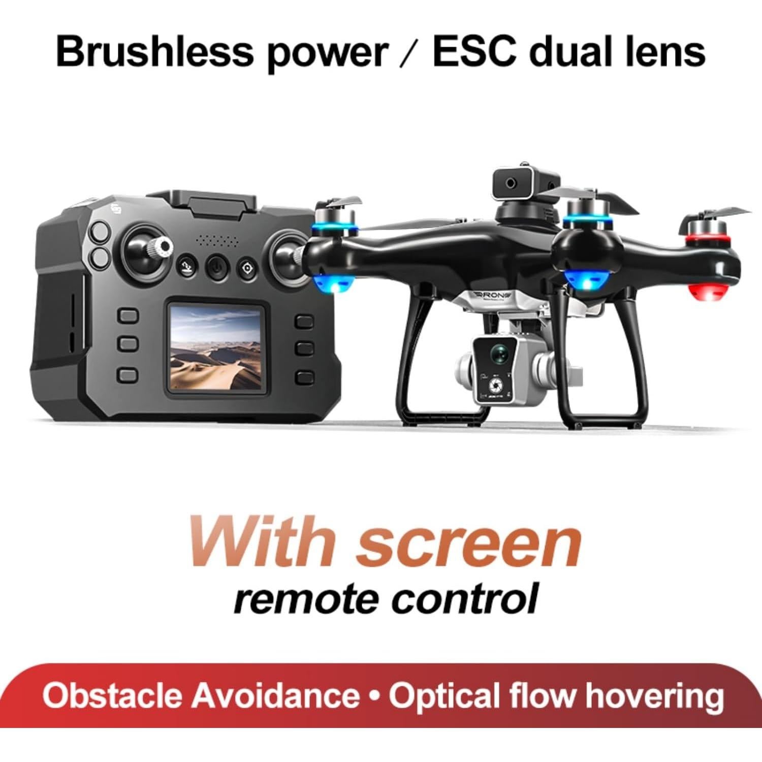 Drone EcuFlyAi KY102 con Pantalla y Doble Cámara para Principiantes