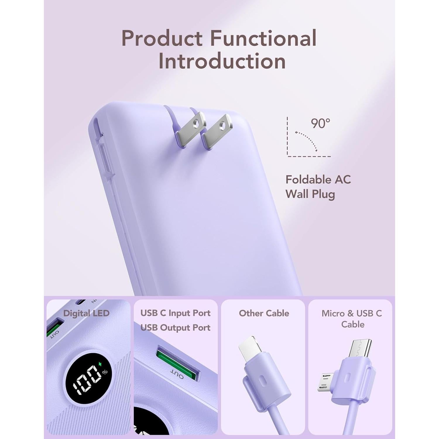 Cargador Portátil VRURC 20000mAh Carga Rápida USB C 4 Salidas