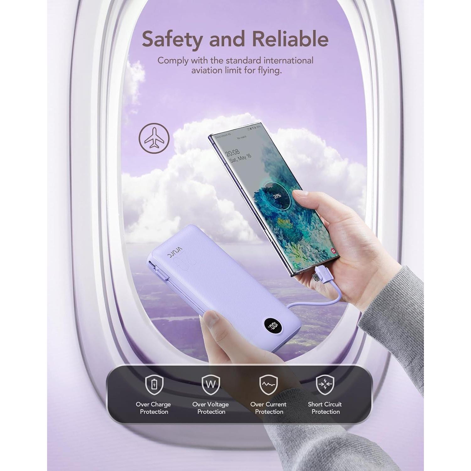 Cargador Portátil VRURC 20000mAh Carga Rápida USB C 4 Salidas