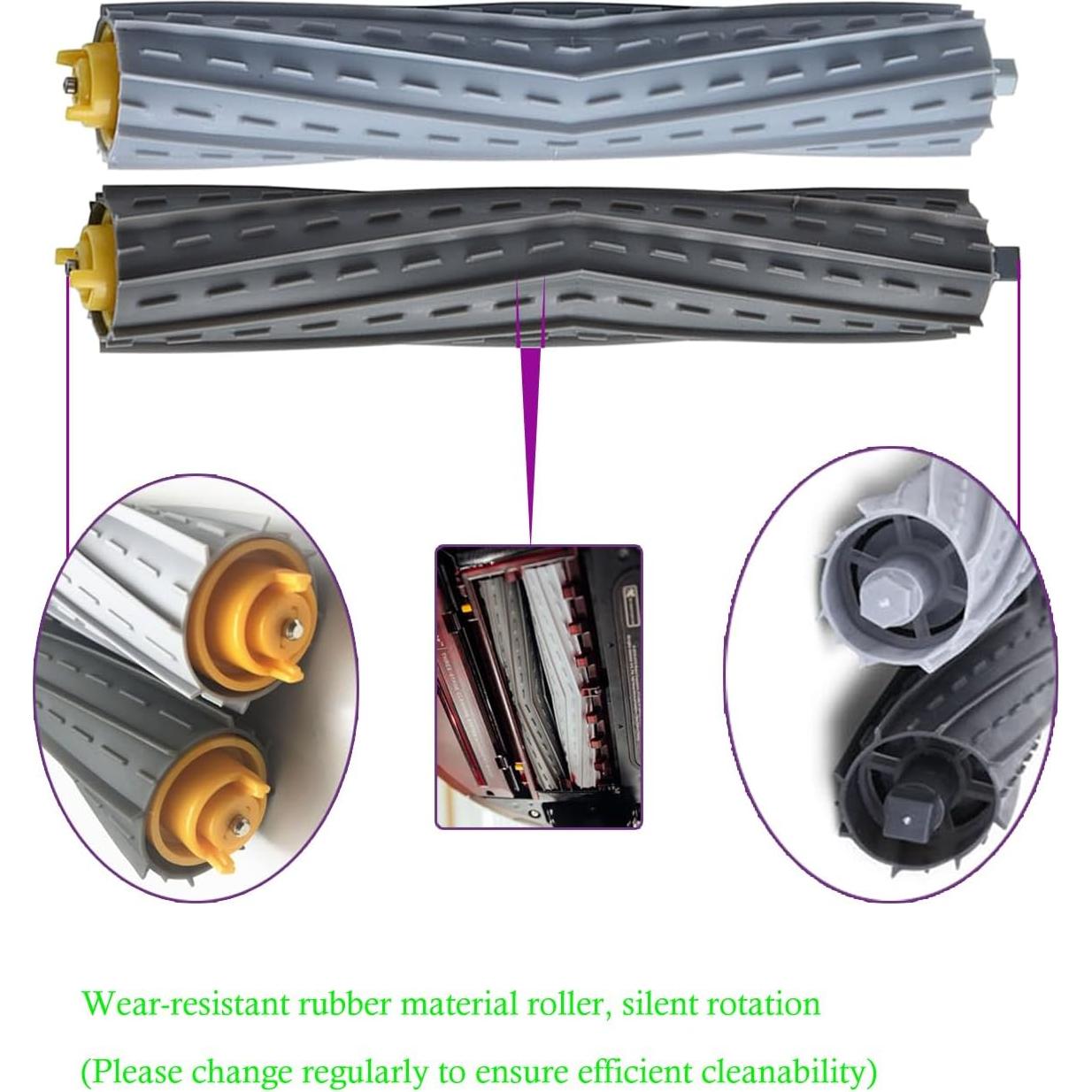 2 Juegos de Cepillos de Rodillo de Goma Fuyoda para iRobot Roomba 800/900